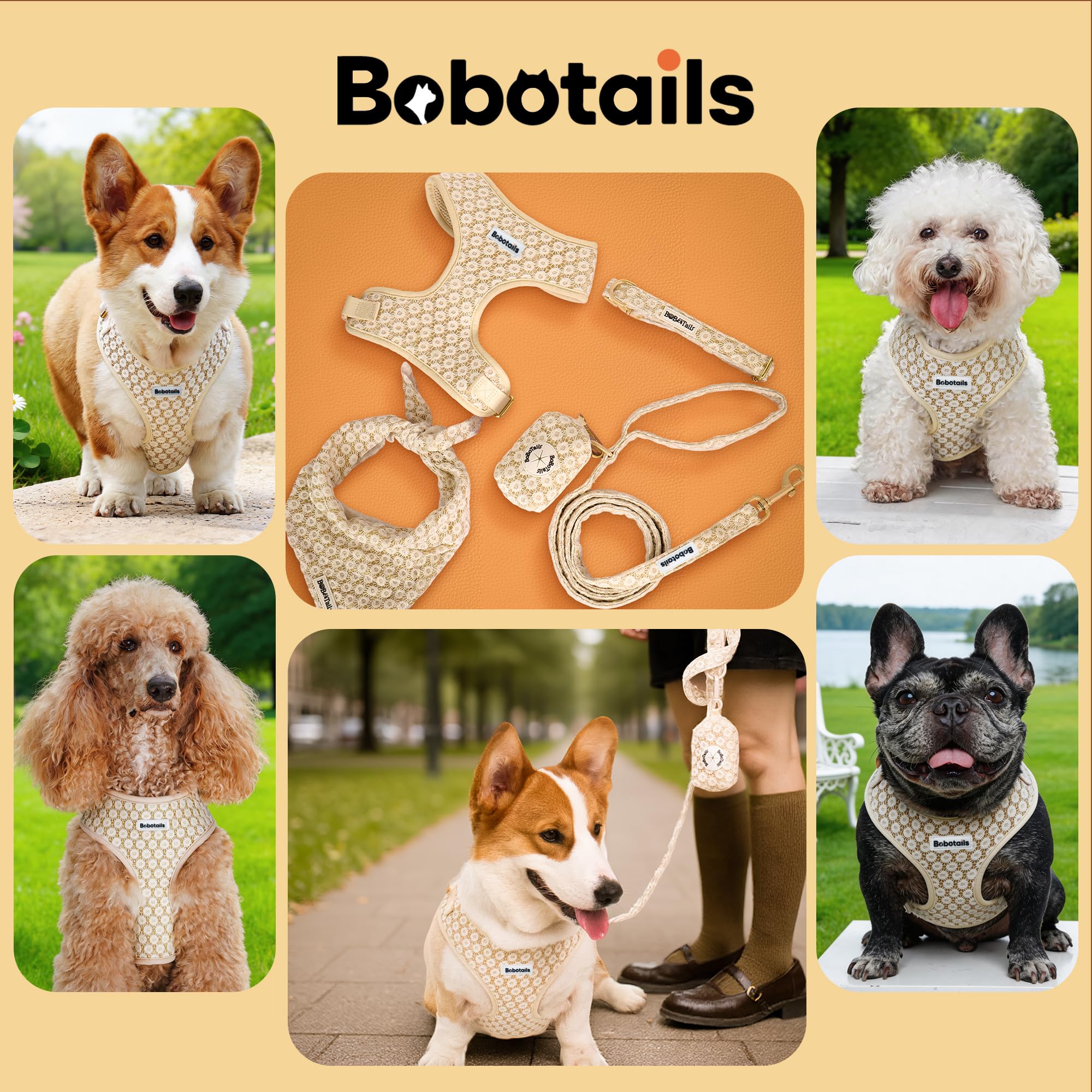 Hundegeschirr – Verstellbares No-Pull Geschirr für Kleine & Mittelgroße Hunde, Stylisches Leopardenmuster für Spaziergänge, Strand & Reisen