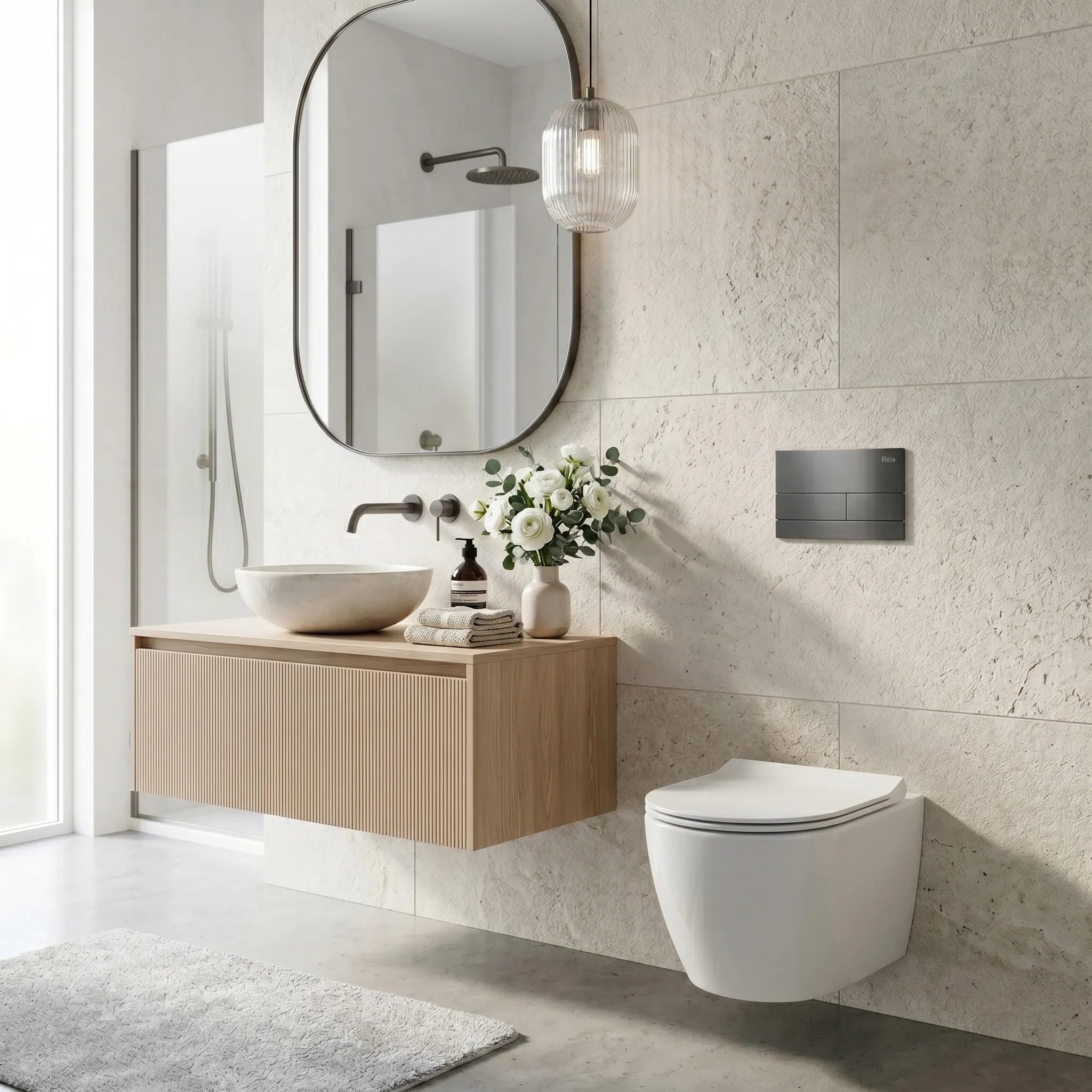 Rea - Stelaż Zestaw Podtynkowy Slim 024n Do Mis Wc Z Przyciskiem T Tytan - 22x35,2x106,2 cm