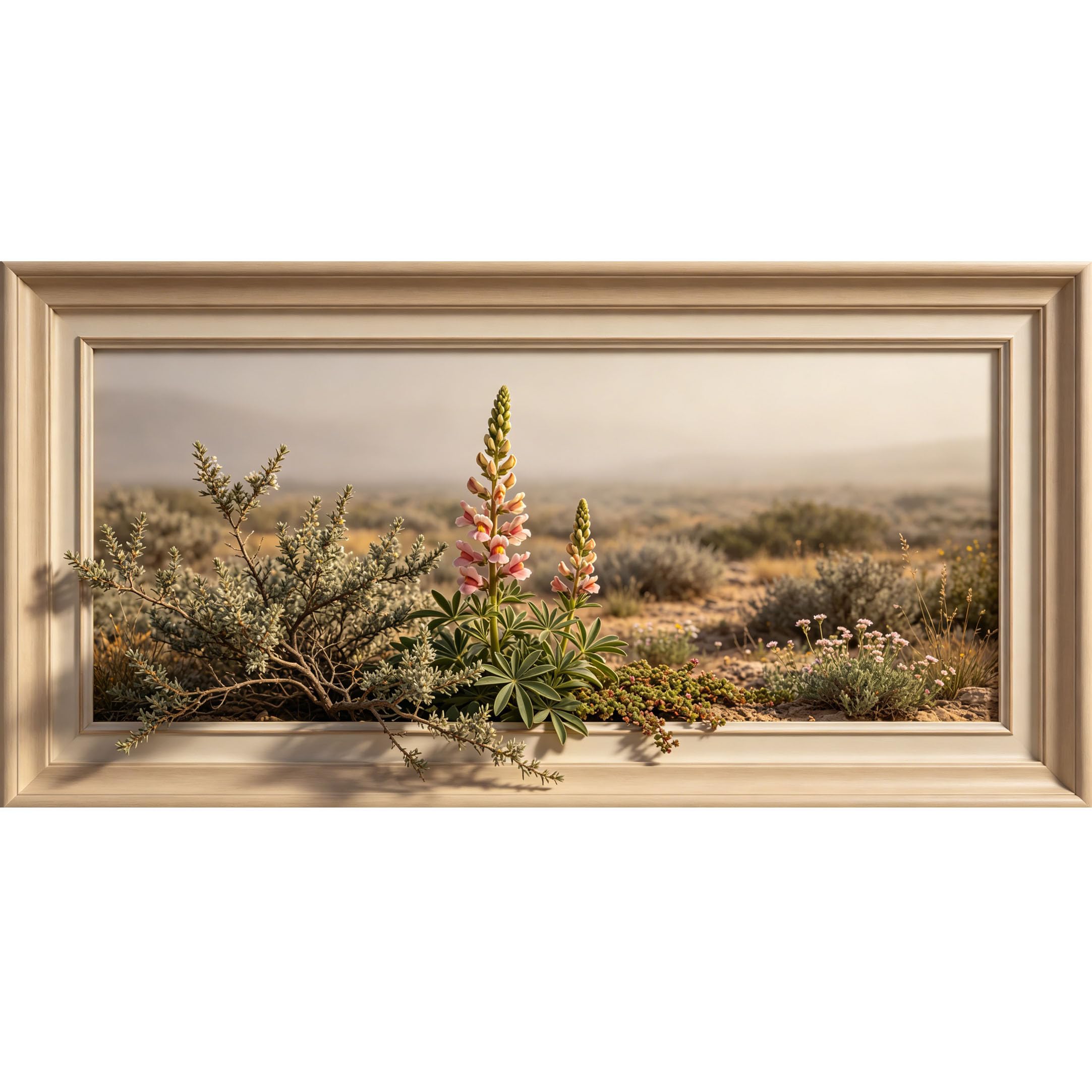 Agglomerix 3D Framed Wall Art Desert Lupine Flowers Botanical Western Landscape Oil Painting Large Size SelfAdhesive Removable Wall Decor Prints Artwork for Living Room Bedroom Office