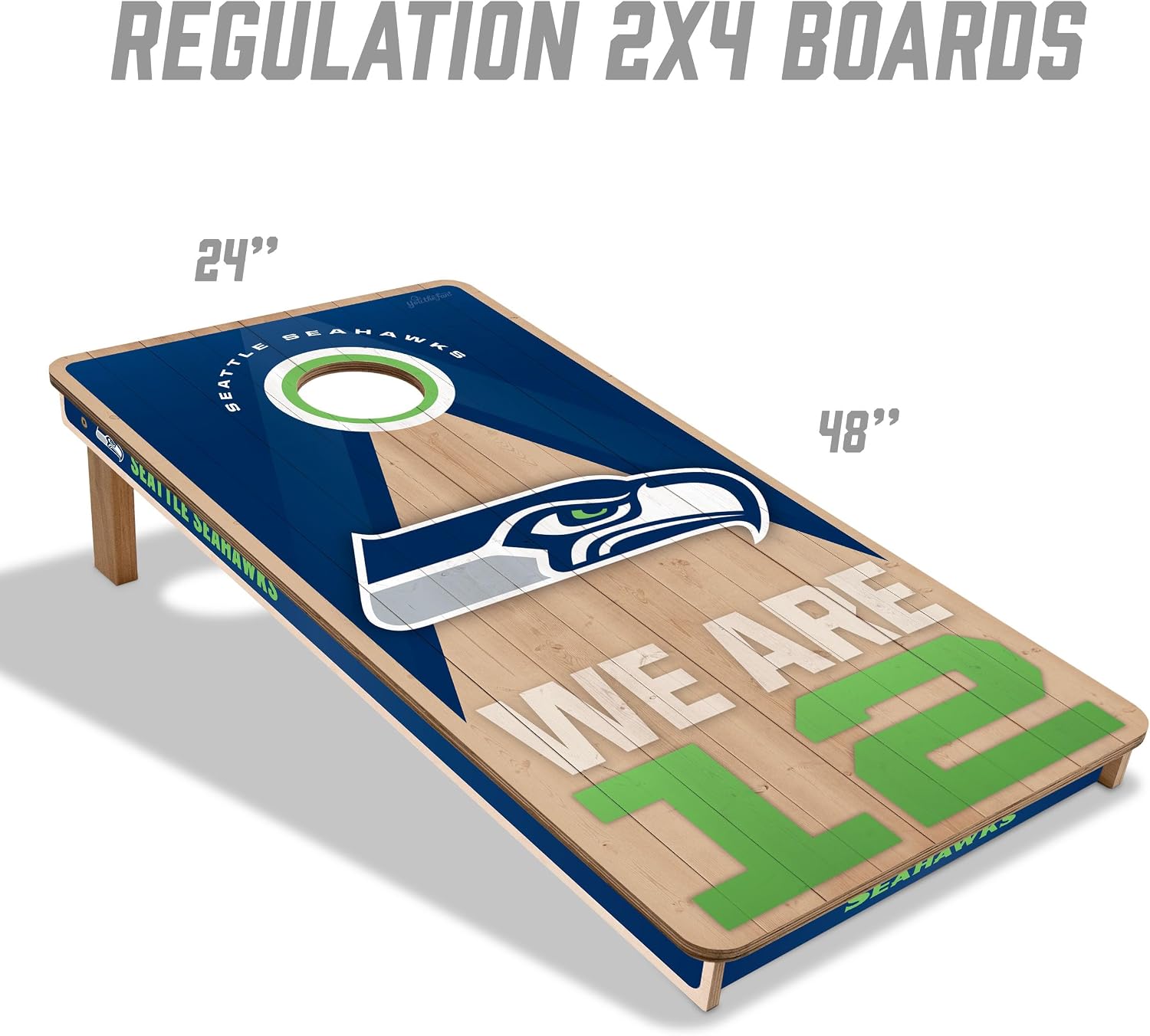 YouTheFan NFL 2' x 4' Slogan Series Professional Wood Cornhole Game with Logo Bags