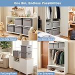 Bagnizer Decorative Fabric Storage Bins with Lids, 4 Pack Stackable Foldable Storage Cubes with Handles, Clothes Blanket Storage Organizer, Closet Storage Basket/Box/Containers, Gray