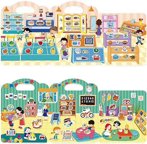 Miniatura 2 de Libro de calcomanías portátiles de gelatina para niños, libro de calcomanías reutilizables para niños pequeños, actividades de aprendizaje