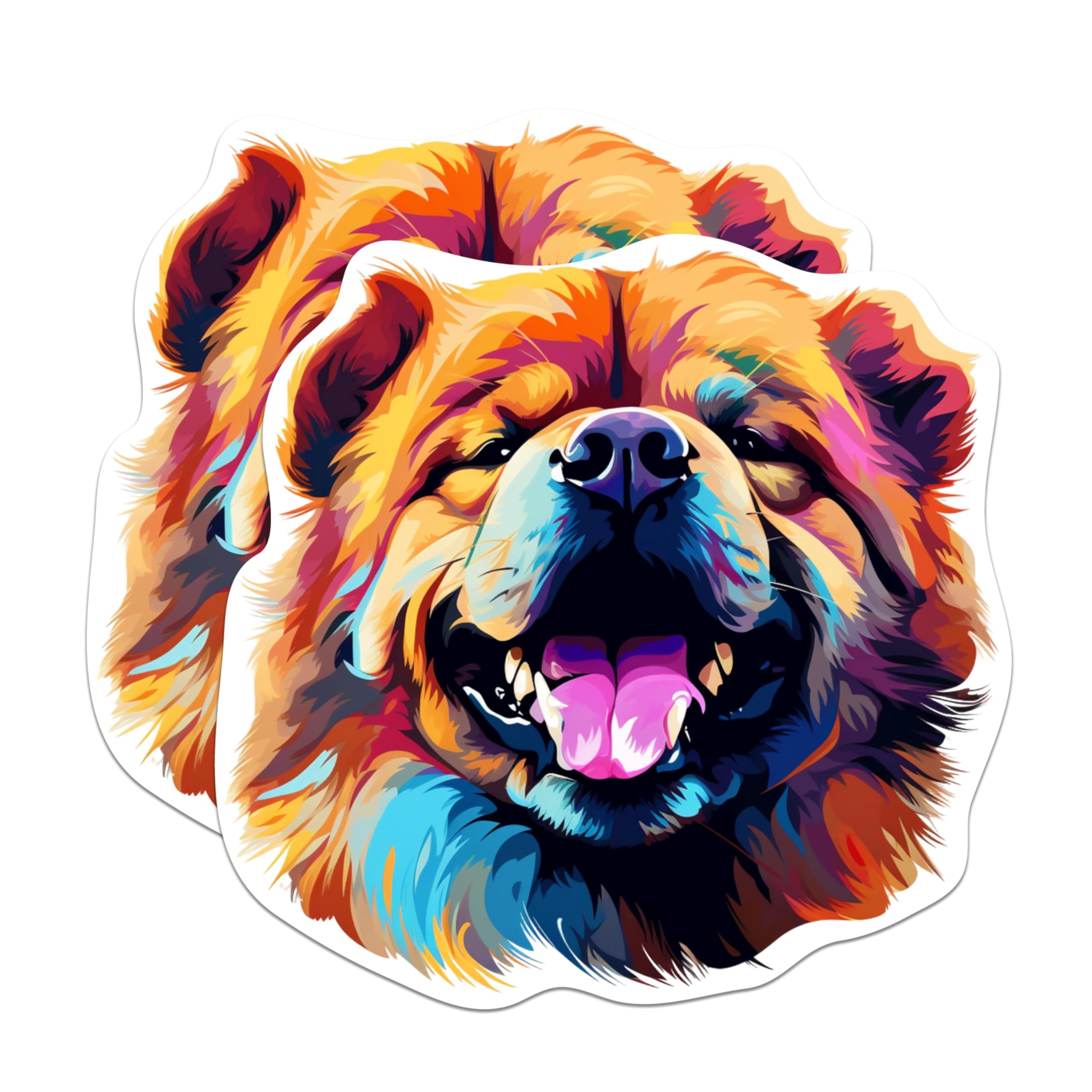 (2 Pack) Chow Chow Dog Breed Stickers - 5 Inches On Longest Side - Choose from Over 100 Dog Breeds - for Cars, Trucks, Skateboards, Laptops - Made in USA - BMCS1830