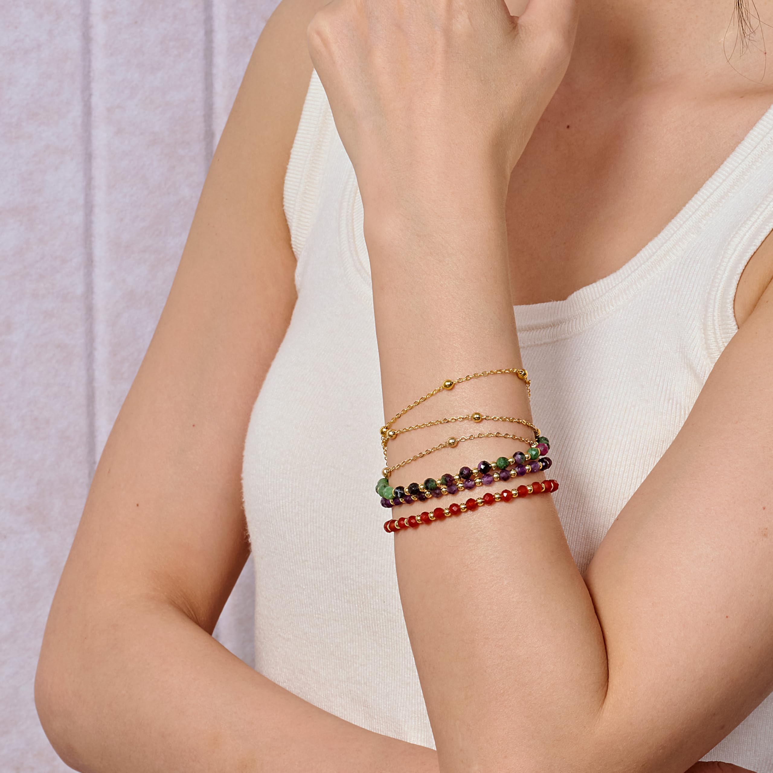 Farfume Bracciale Pietre Naturali per Donna Perle in Pietra Naturale da 4mm Gemme Lavorate a Mano Gioielli Ideale Regalo