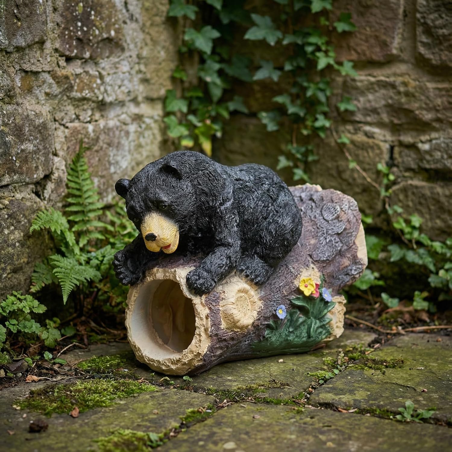 Elenon Bear Decorative Gutter Downspout Extension Statue, Animal Gutter Guardian Rain Downspout Extender, Garden Splash Block Outdoor Sculpture for 2" × 3" Down Spouts Decor