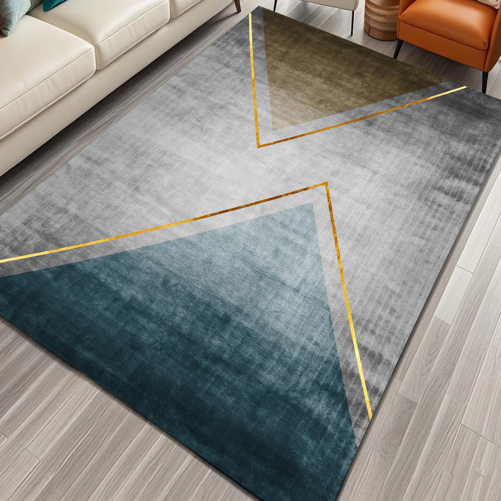 Tapis de chevet 60x120 cm moderne gris et orange pour réveiller votre chambre