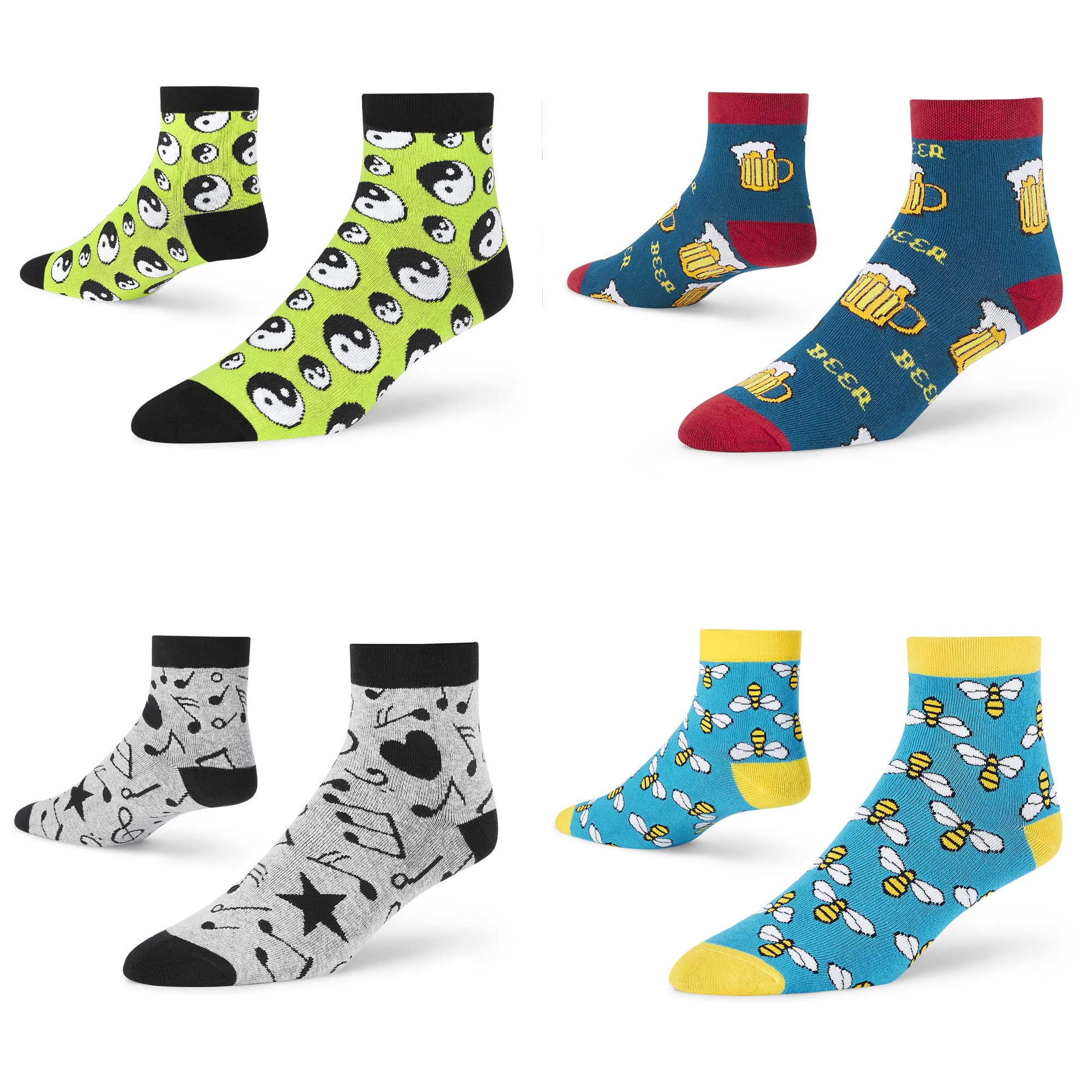 Men's and Women's Combed Cotton Ankle Length Socks (Pack of 4) (Multicolour, Free Size)-image-48
