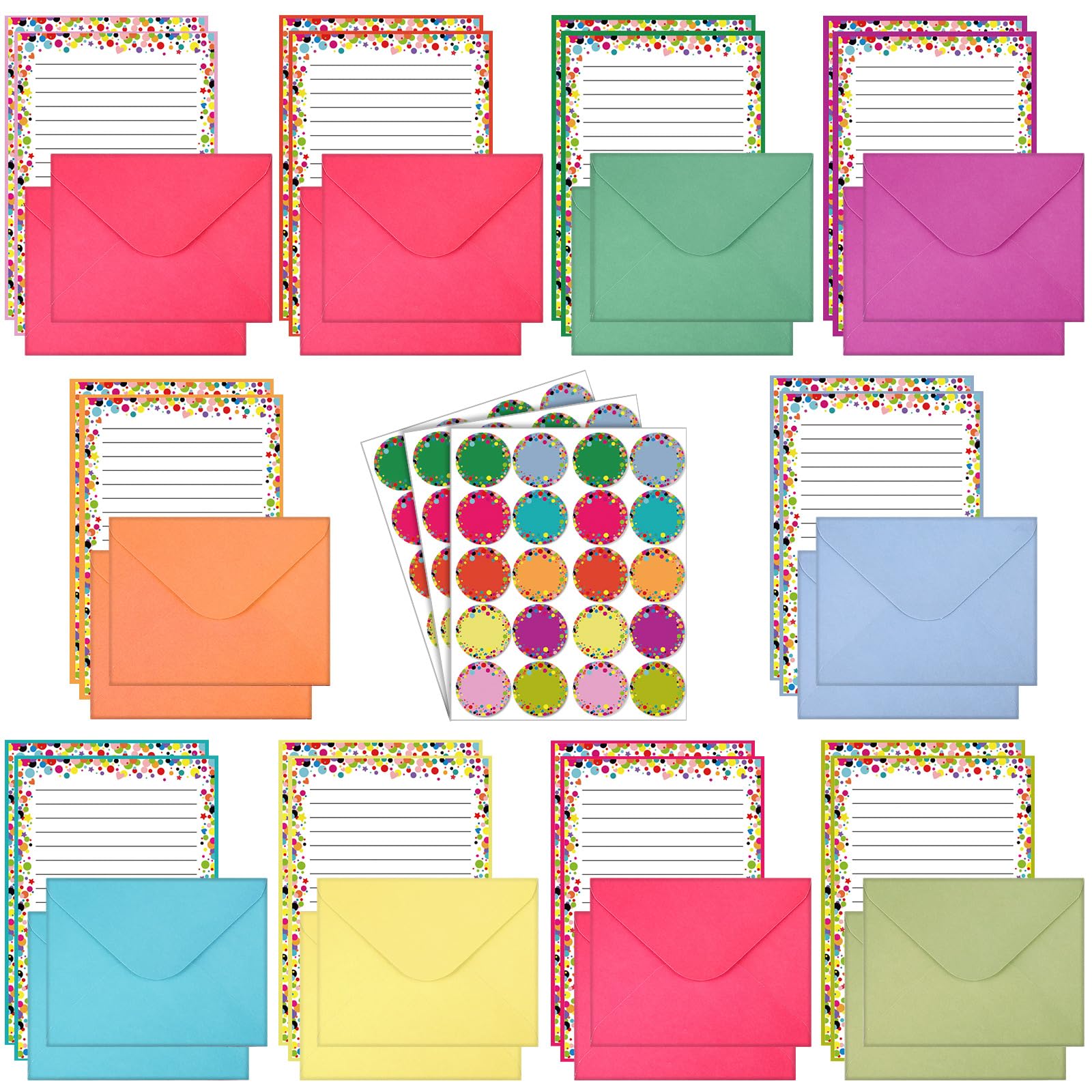 TaoBary 160 Pcs Polka Dot Stationery Paper and Envelopes Set, 5.5 x 8.25''