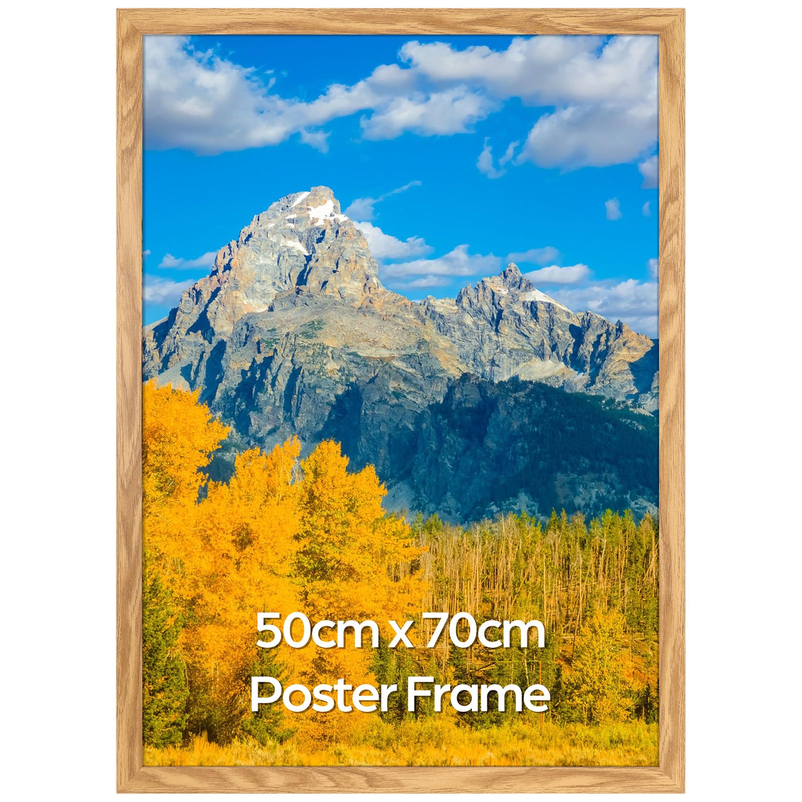 Vasemouh 50x70cm Picture Frame, MDF Natural Wood Color Large Poster Frame for Living Room, Bedroom and Office, Wall Hanging Vertical or Horizontal, Single — image 1