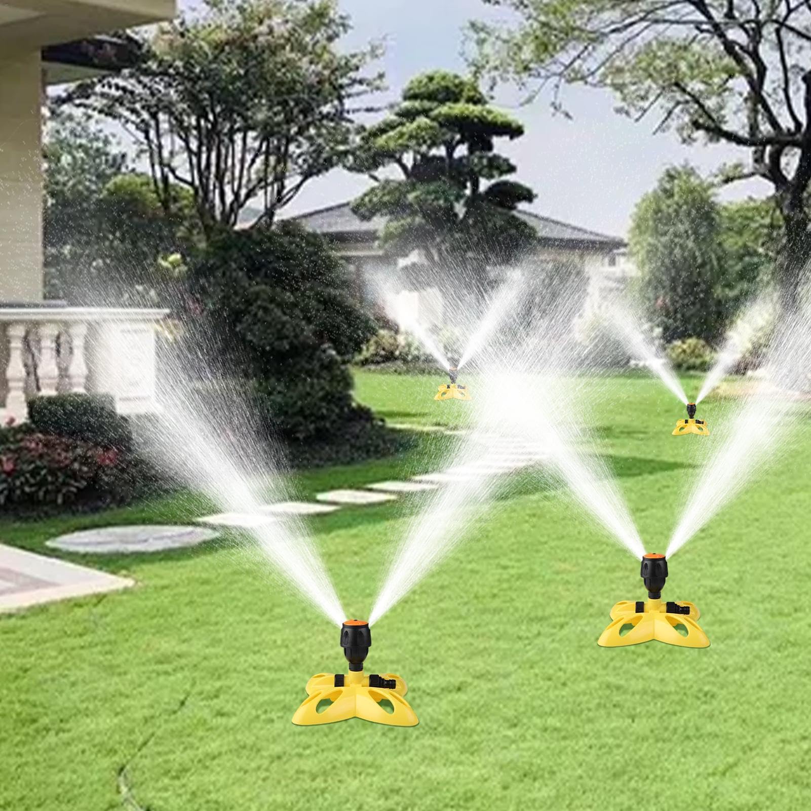 Irrigatore Giardino 360 Irrigatore Giardino Automatico 360 Gradi 3 Bracci Regolabili Con 36 Ugelli Per Prato E Piante 439966