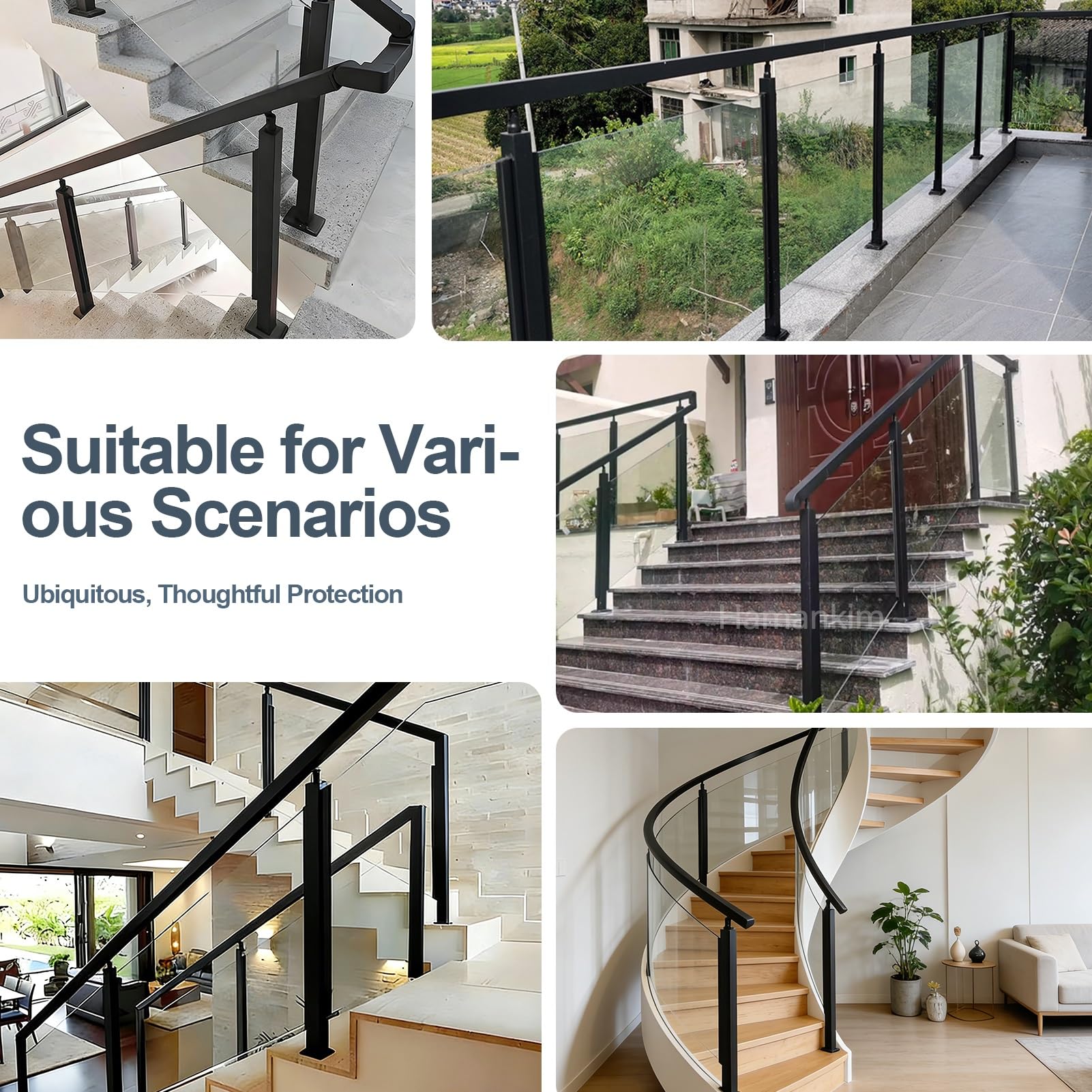 Palo per ringhiera in vetro sistema di balaustra con fessura esterna in acciaio inossidabile da 85/105cm per vetro da 15mm paletto quadrato per ringhiera per balcone scale(Mid Post,85cm(33.5in))