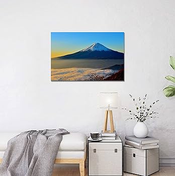 Amazon.co.jp: 富士山 アートパネル 白雲 絵 レイクライト 赤富士 風景