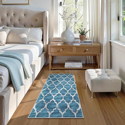 Miniatura 10 de Lahome - Alfombra marroquí, lavable, de 2 x 7 pies, antideslizante, no desprende pelusas, ligera, moderna, gris y envejecida, para entrada, cocina,