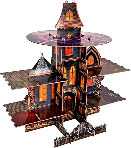 Beistle Durable Boardstock Soporte de 3 niveles espeluznante gótico para magdalenas de casa embrujada para suministros de fiesta de Halloween