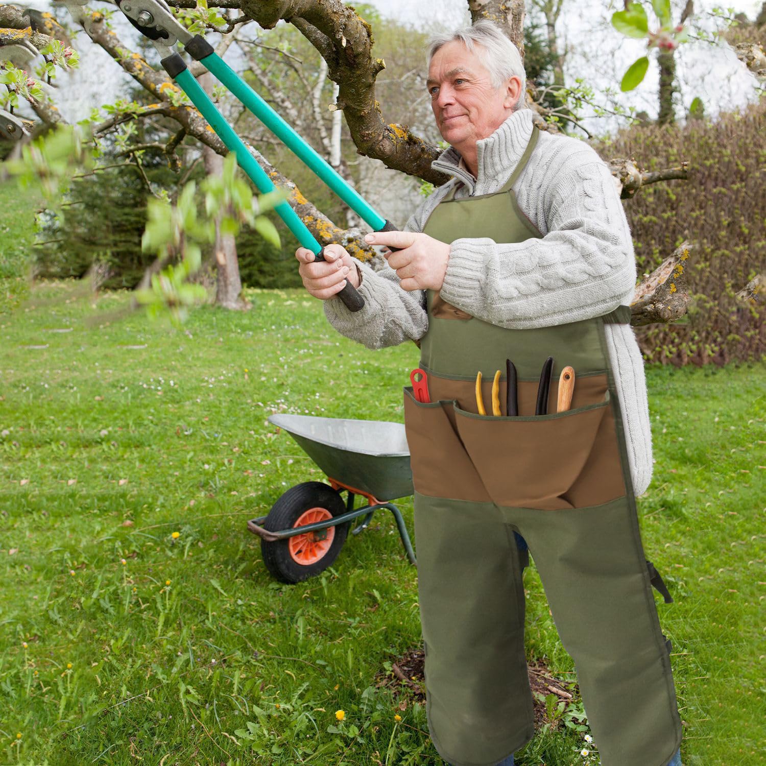 Tablier De Jardinage Jardinier Costume Garden Apron - 1 pièce, Vert, Jardin Protection Tablier, Imperméable Avec Poches, pour Multi Usage Jardinage, Nettoyage et Travail du Bois