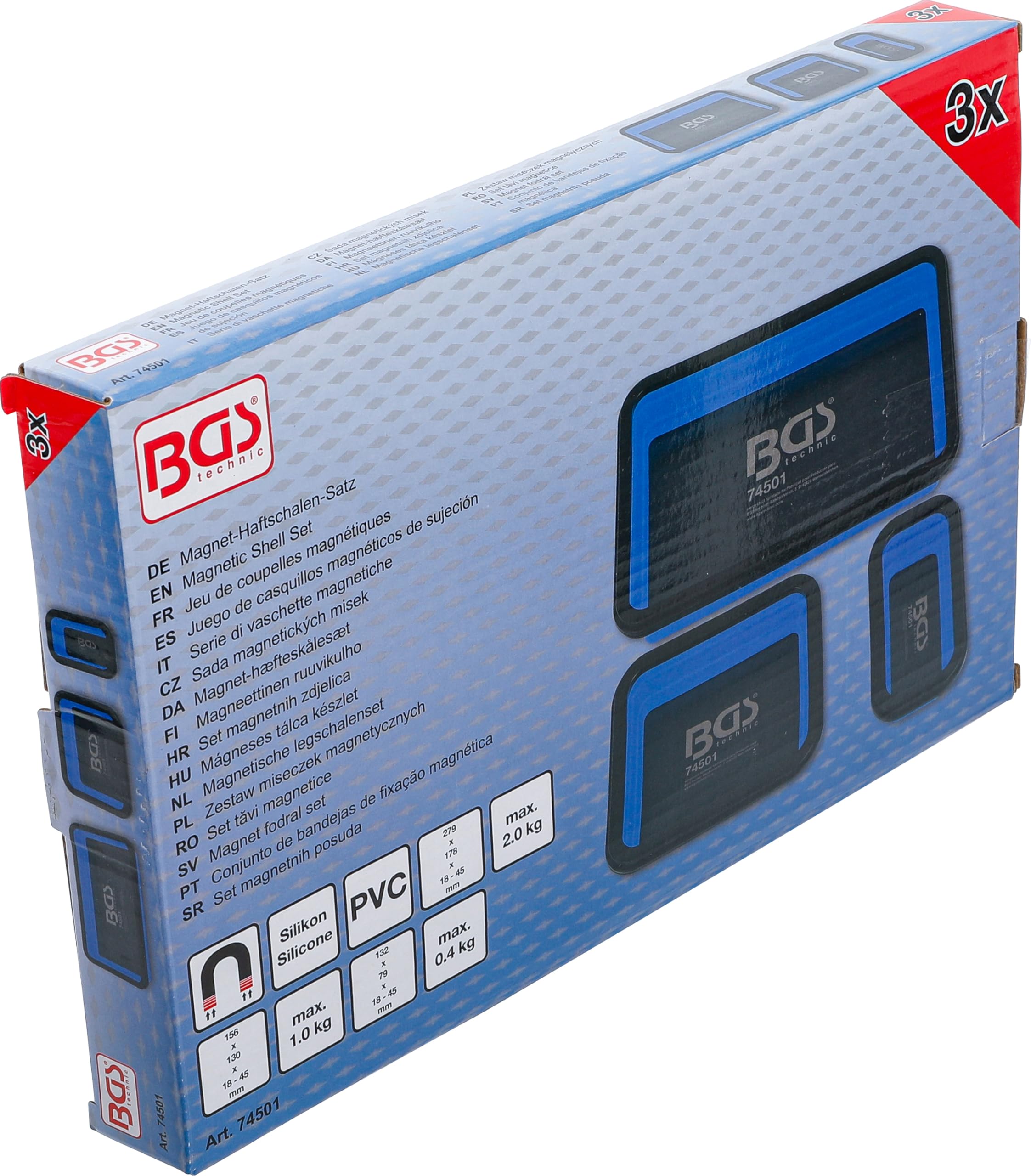 BGS 74501 | Serie di vaschette magnetiche | silicone | pieghevole | 3 pz.