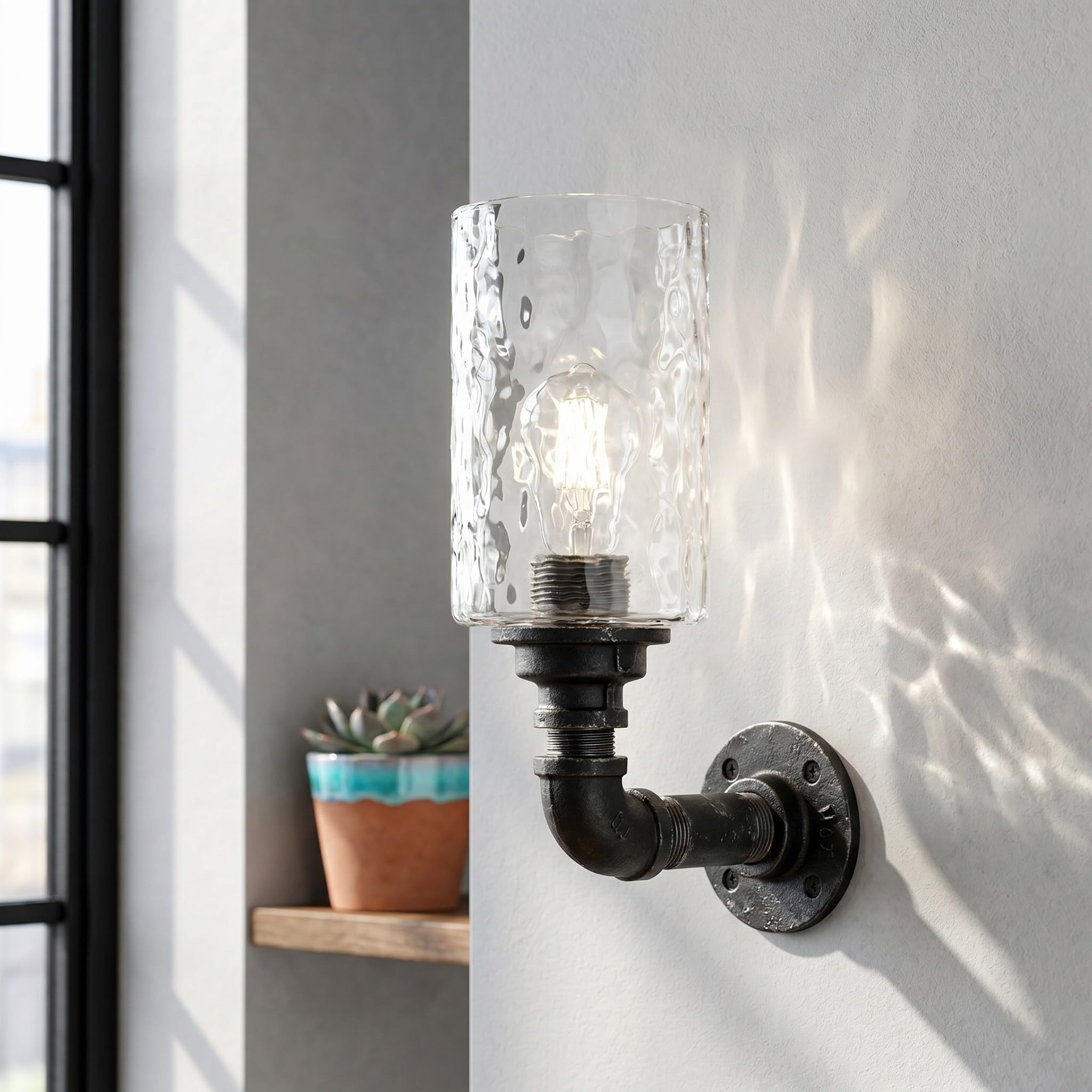 Pantalla de Lámpara de Vidrio Diámetro de 4.2cm Textura de Ondas de Agua Resistente a Daños 3 Piezas y Compatible Lámparas de Techo y Candelabros