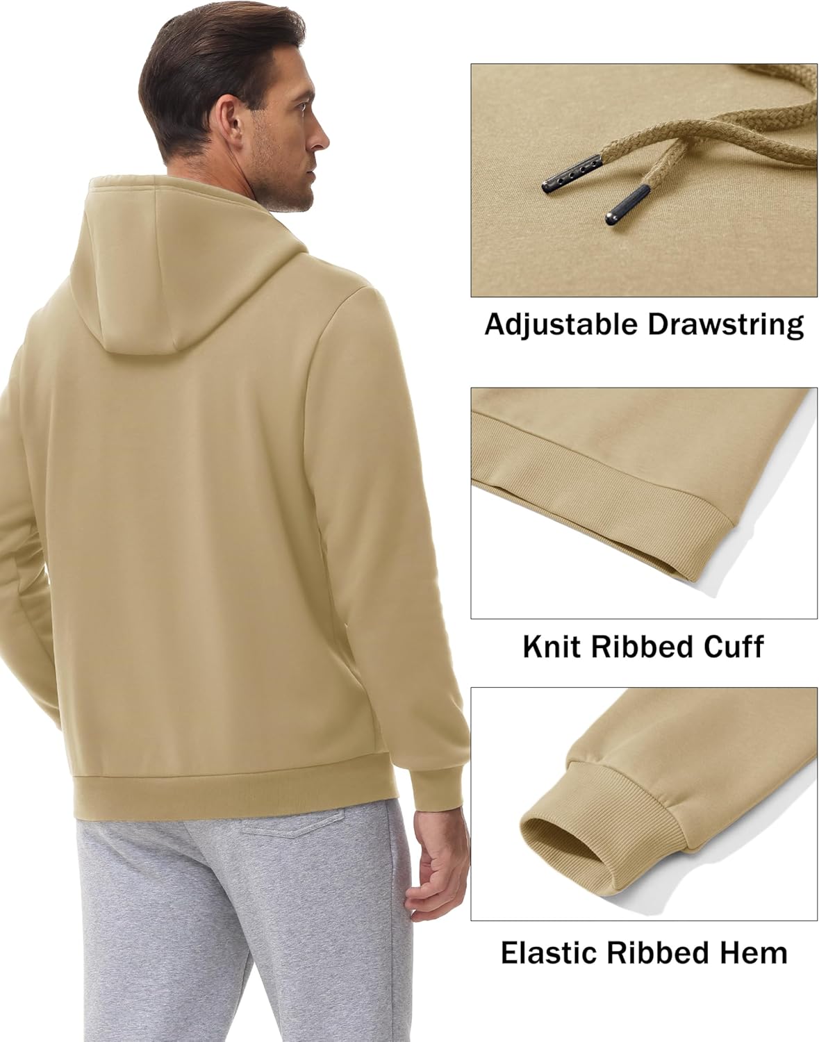 EKLENTSON Men's Hoodies Winter Warm Sweatshirts Fleece Sherpa Lined Hoodies Casual Workout Pullover with Kangaroo Pocket - Image 6