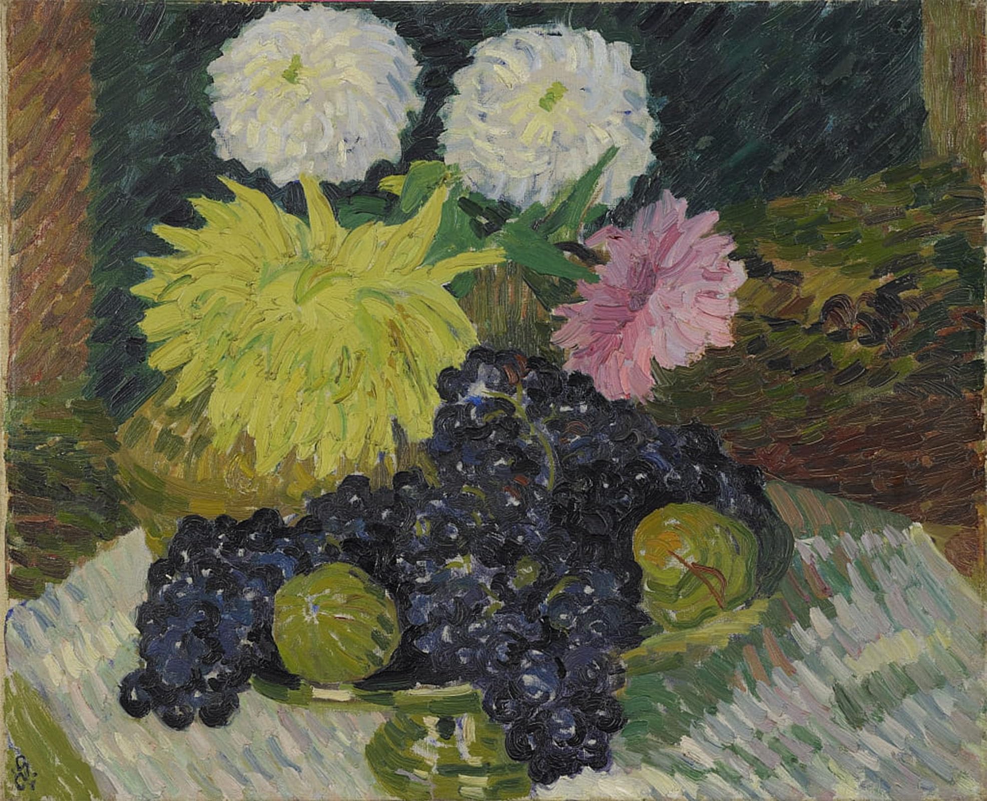 SERENDIPITP Abstract Painting Mural Print Picture Wall Decor Painting Dahlias and Grapes by Famous painting Vintage Wall Artwork for Home Decor 60x90cm