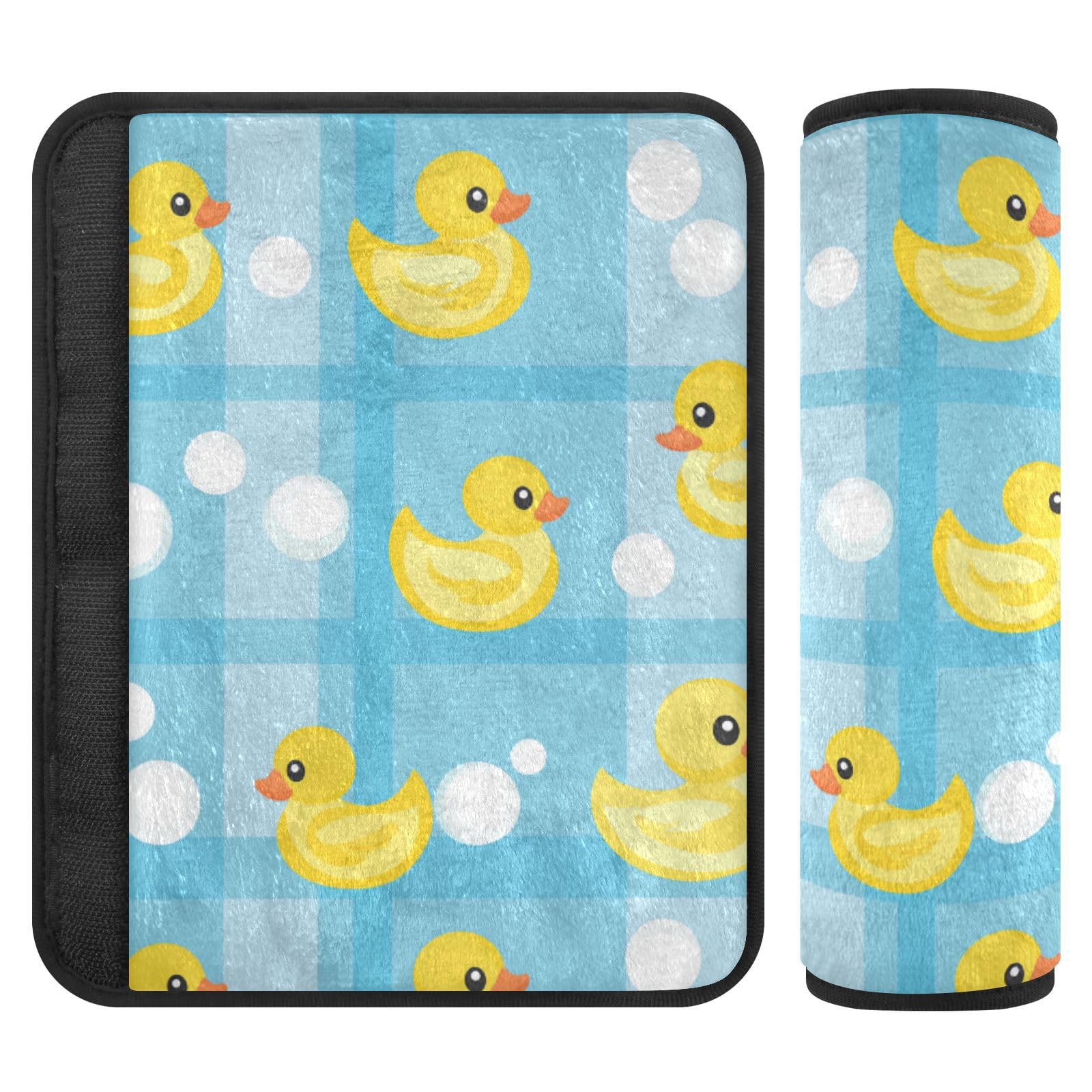 Seat Belt Covers 2 Pack Ducks Car Seat Strap Covers Super Soft Blue Plaid Car Seat Neck Cover for Boys Girls Adults Babies M