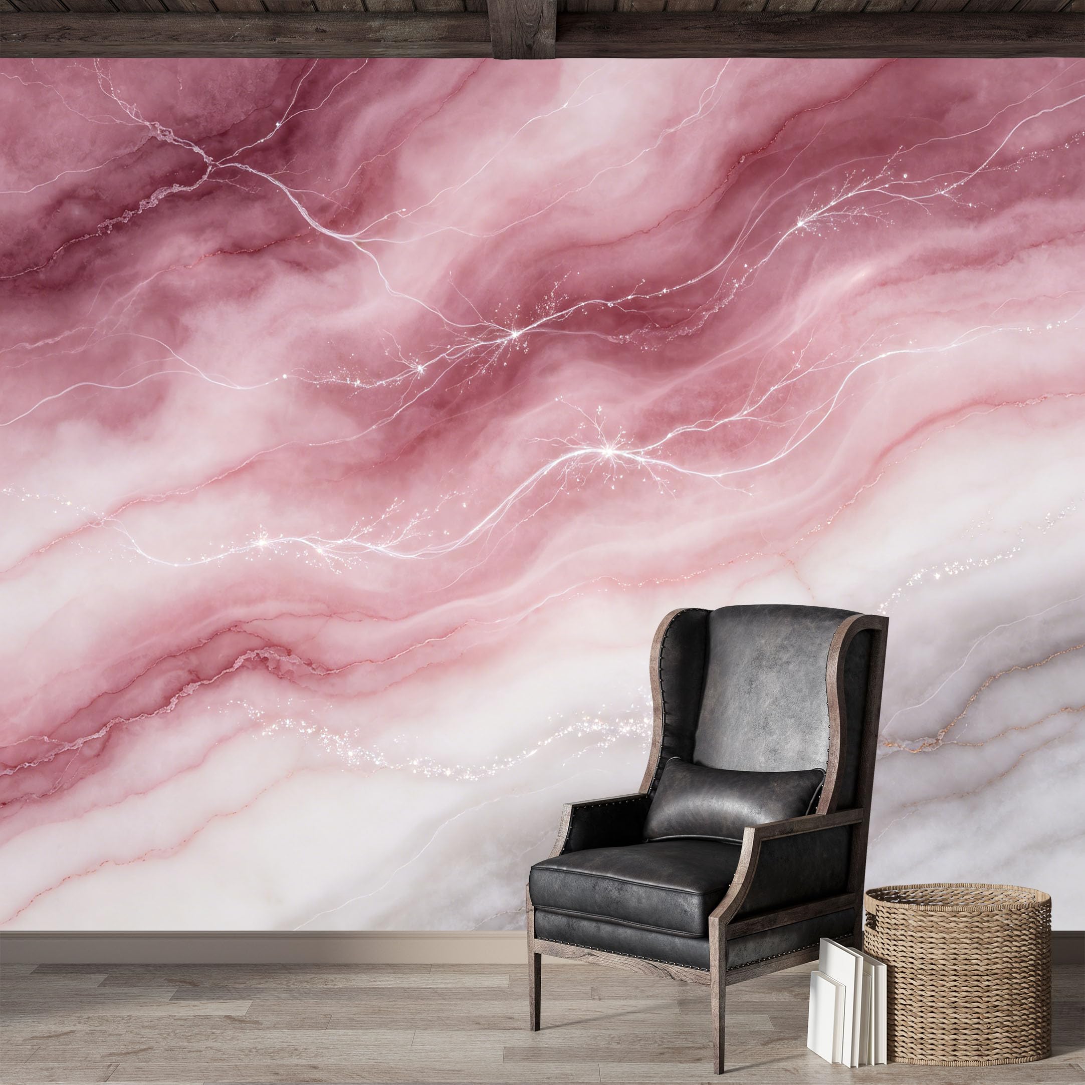 Custom Size Wall Mural,Pink Marble Agate Geode Textured Gradient Watercolor Premium Water Activated SelfAdhesive Wallpaper,Removable Wall Covering for Indoor Home Decor