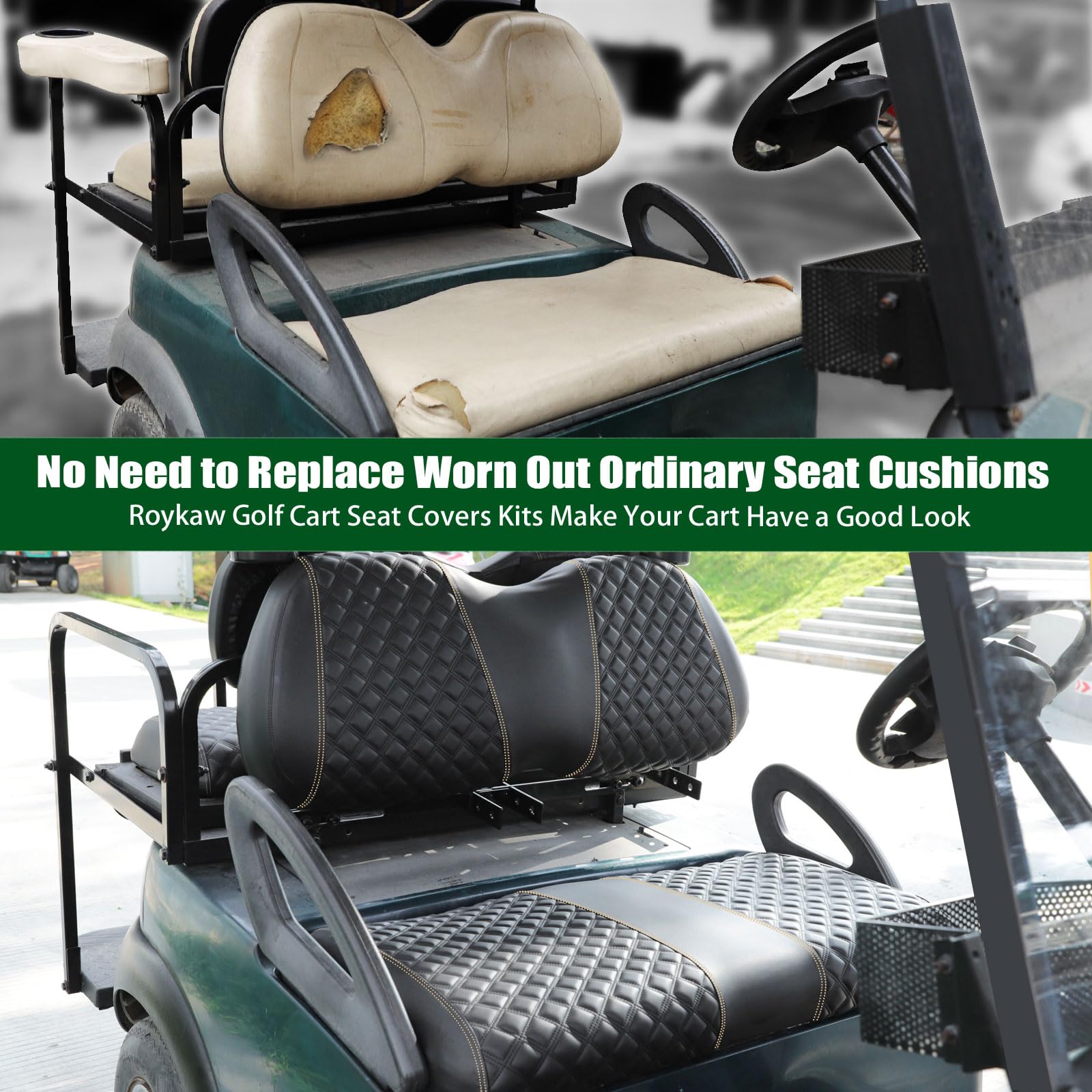 Amazon.co.jp: Roykaw ゴルフカートシートカバーキット クラブカー