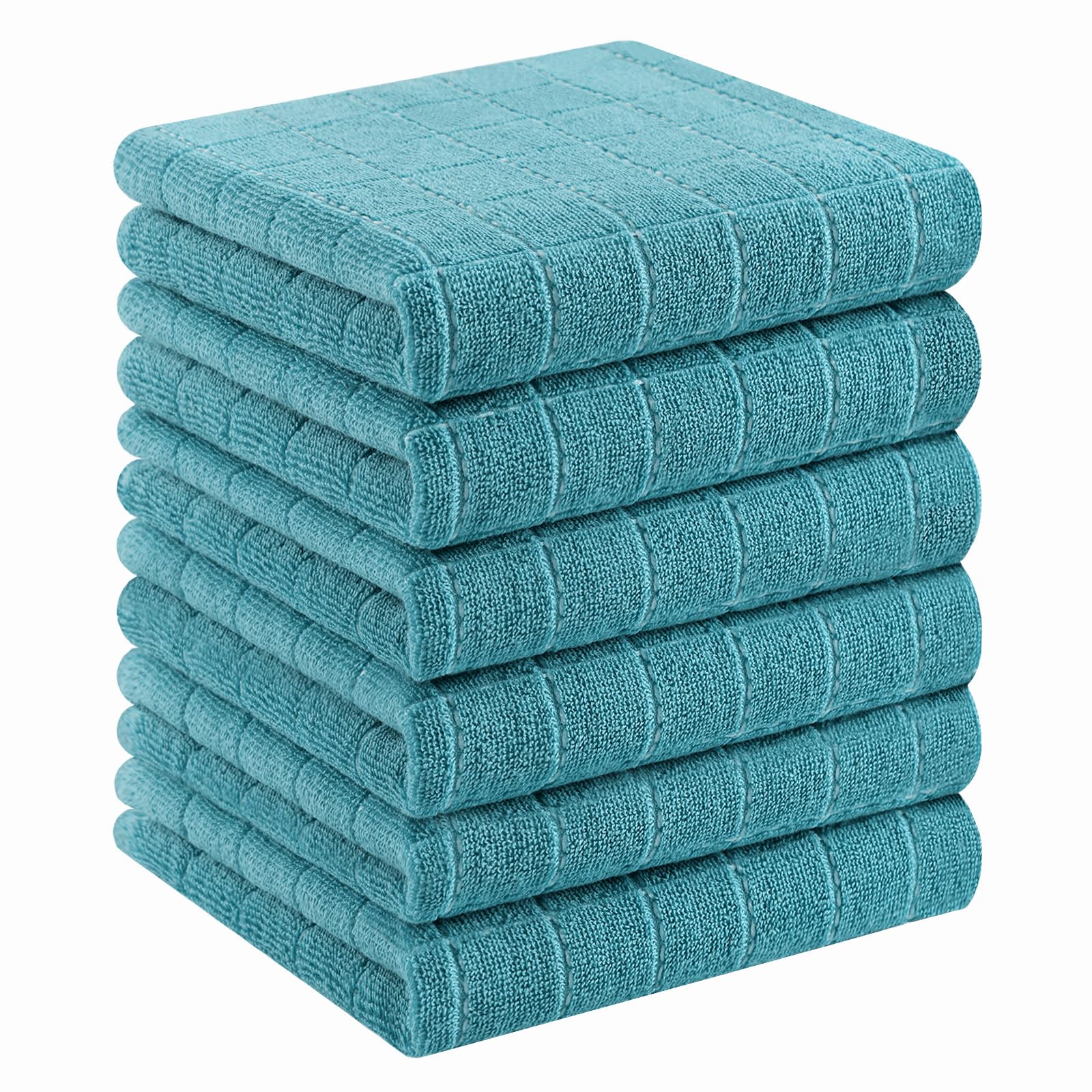 Homaxy 100% Cotton Terry Kitchen Towels, 6 Pack, Lake Blue | Ultra Soft and Absorbent Dish Towels for Kitchen, Suitable for Drying and Washing Dishes