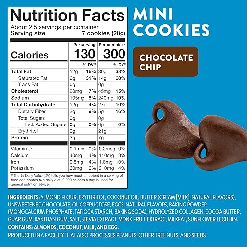 Miniatura 24 de Highkey Galletas con chispas de chocolate keto; paquete de 3 bocadillos bajos en carbohidratos; alimento keto; galletas altas en proteínas sin
