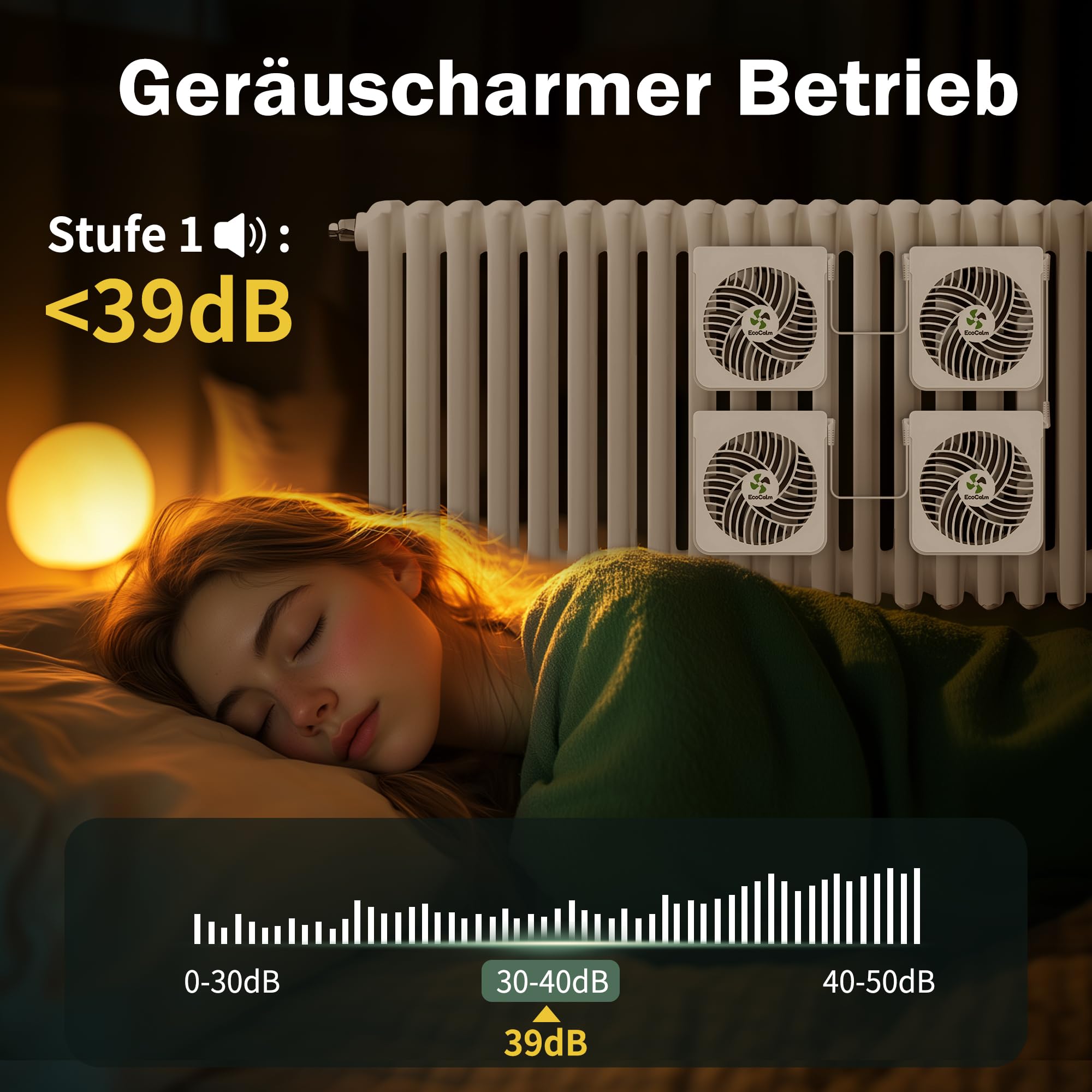 Ventilatore per radiatore con 5 magneti per radiatori in ghisa, 4 ventilatori magnetici con termostato intelligente, ventilatore per radiatori aumenta l'efficienza di riscaldamento e risparmia