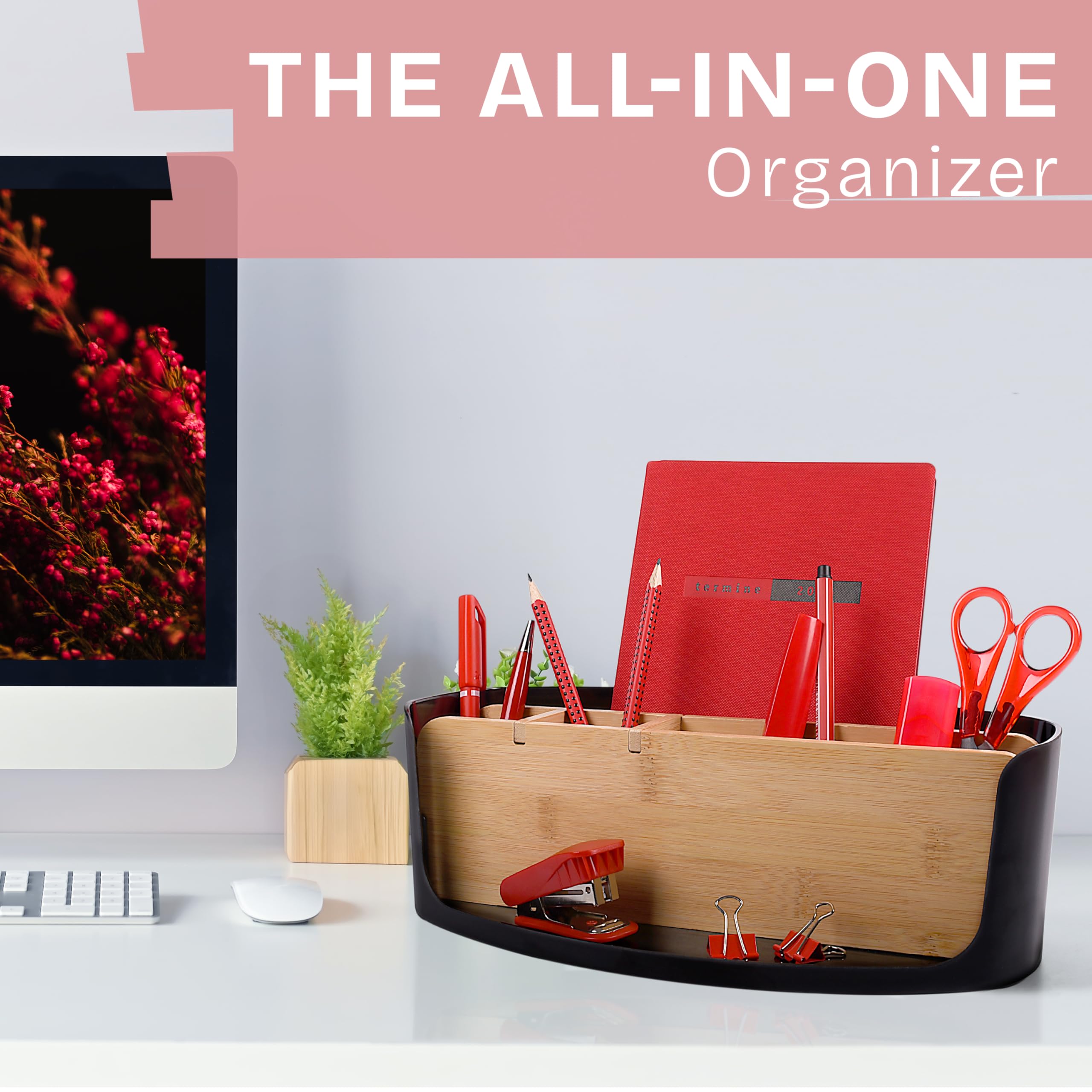 LIVONDO Eco Desk Organiser, Office, Cosmetic & Home Office Storage (Ellipse, Black) - Image 2