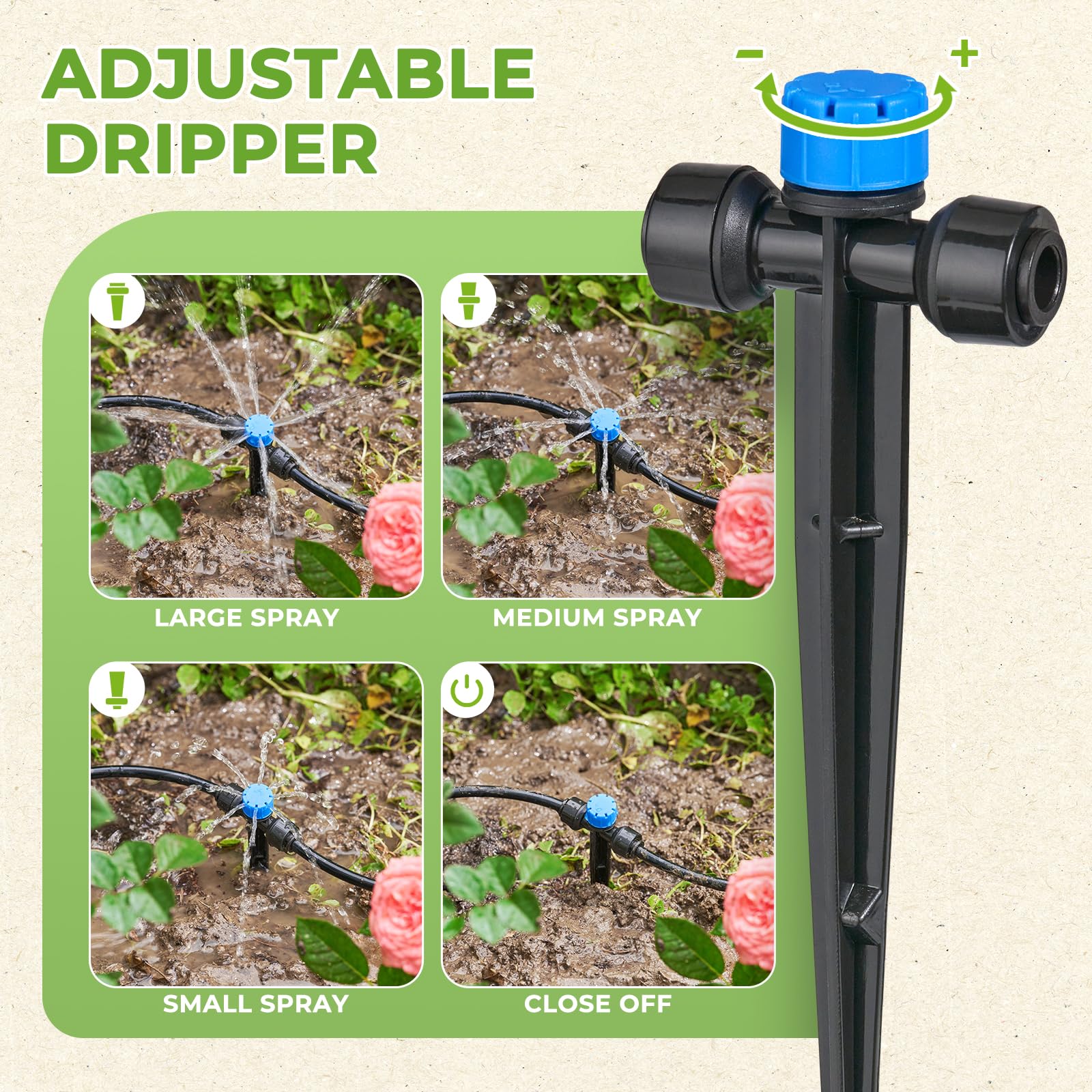 HIRALIY Kit di irrigazione a goccia da 2 m con timer per l'acqua da giardino a 2 zone, sistema di irrigazione automatico da giardino con gocciolatori a connessione rapida, kit timer di irrigazione