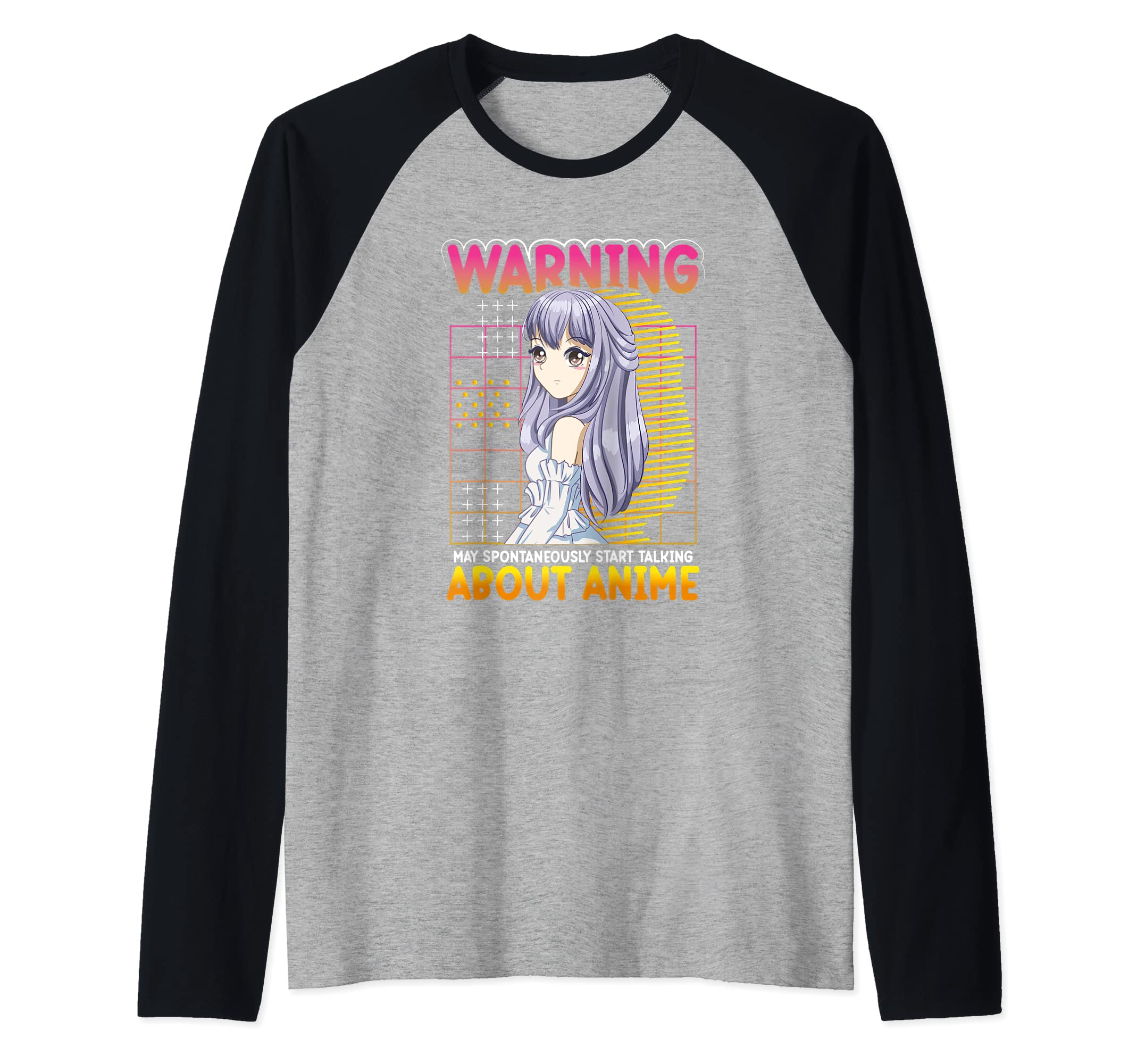 Warning May Spontaneously Start Talking About Anime Raglan Baseball Tee