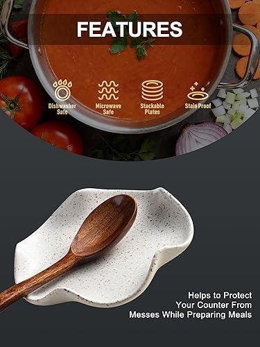 Miniatura 79 de Soporte para cuchara para estufa, soporte de cuchara a cuadros de 5.3 pulgadas, soporte para utensilios, soportes de cuchara de cerámica para barra