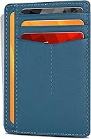 Vista 8 de Cartera de cuero Oak Leathers, cartera minimalista delgada para hombres y mujeres con bolsillo frontal, con bloqueo RFID y tarjetero, Fucsia, Pequeña