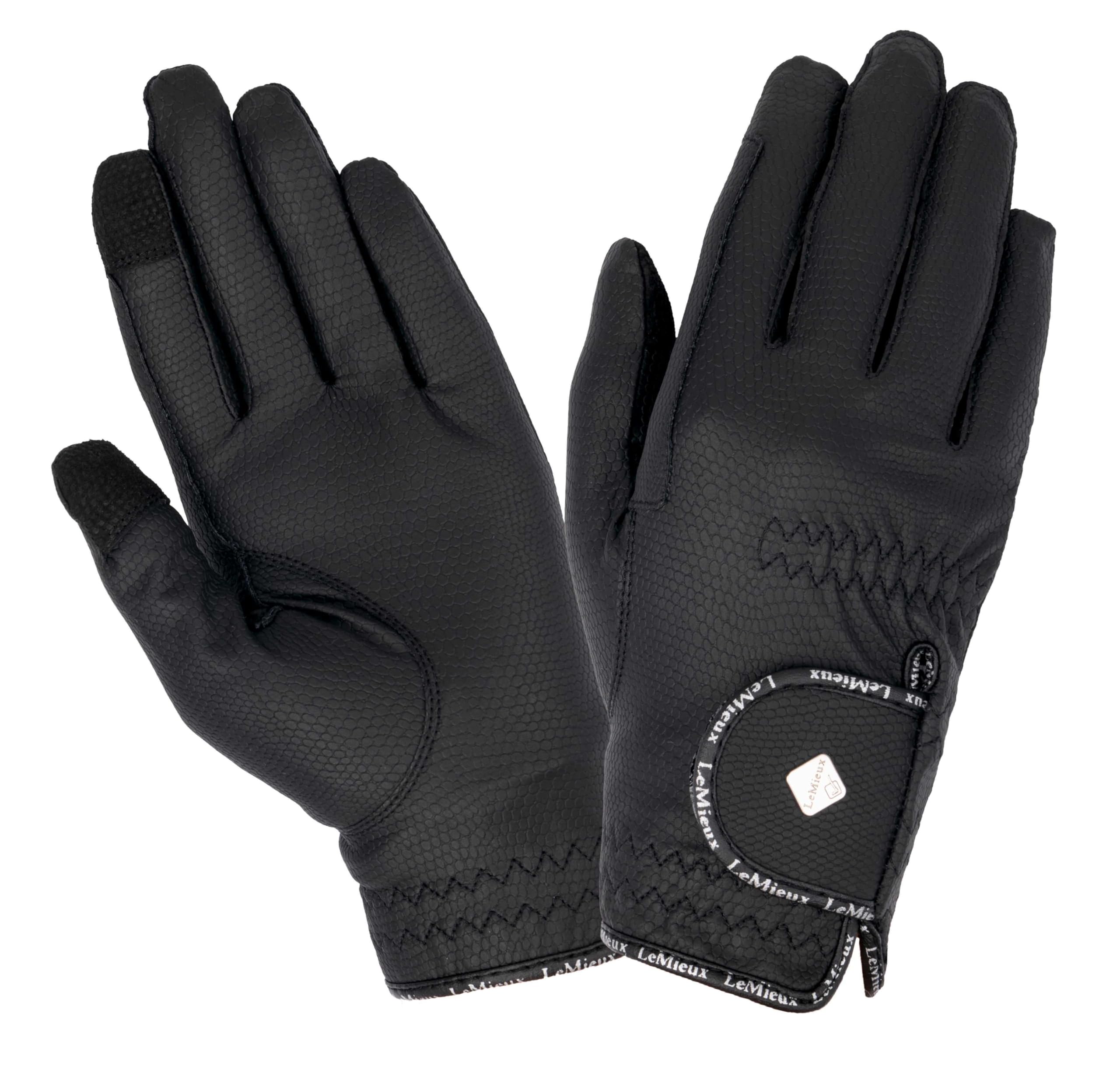 LeMieux Classic Riding Gloves - Touch Screen Compatible - Breathable - Black - XXSmall