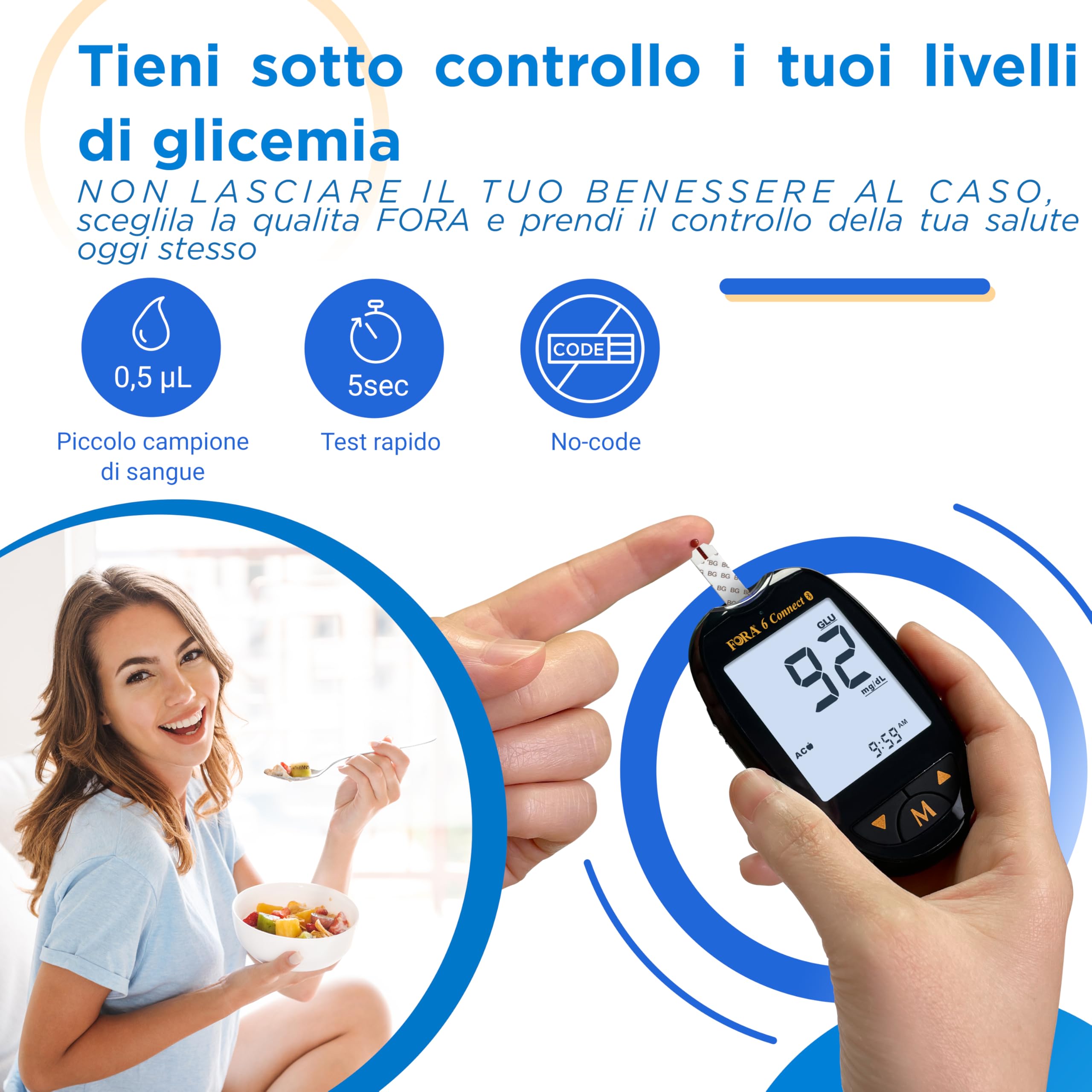 FORA6 conect + 50 strisce reattive glicemia