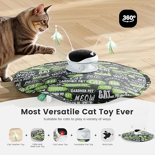 Miniatura 2 de Gardner Pet Juguetes láser para gatos, recargable 5 en 1, juguete interactivo automático para gatos, pluma de emboscada móvil, bolas de pista,