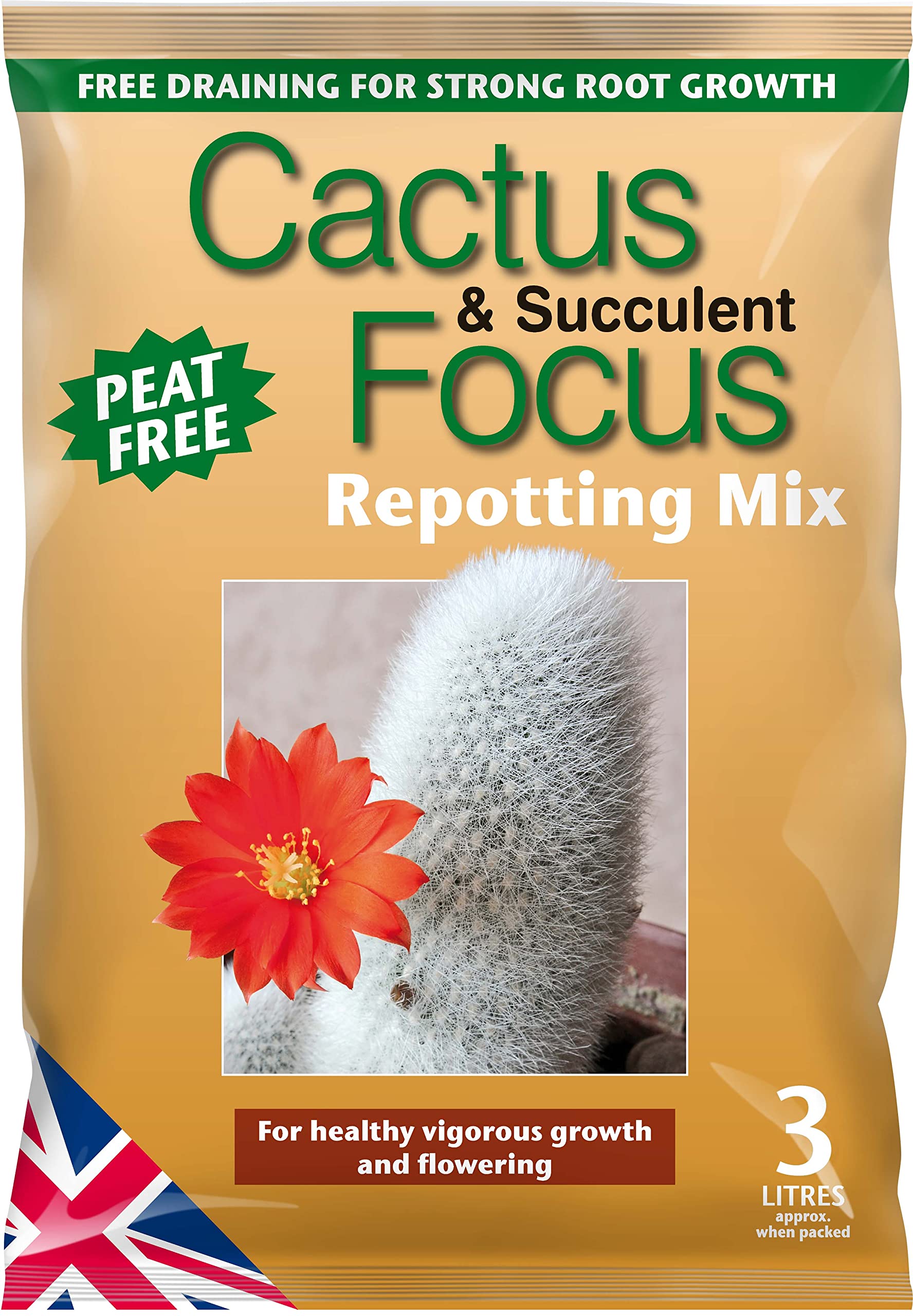 Growth Technology Ltd Cactus & Succulent Focus Peat-Free Repotting Mix 3l
