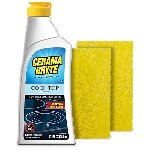 Cerama Bryte Combo Kit Pads & Removes Tough Stains Cooktop and Stove Top Cleaner for Glass - Ceramic Surfaces, 10 Ounces