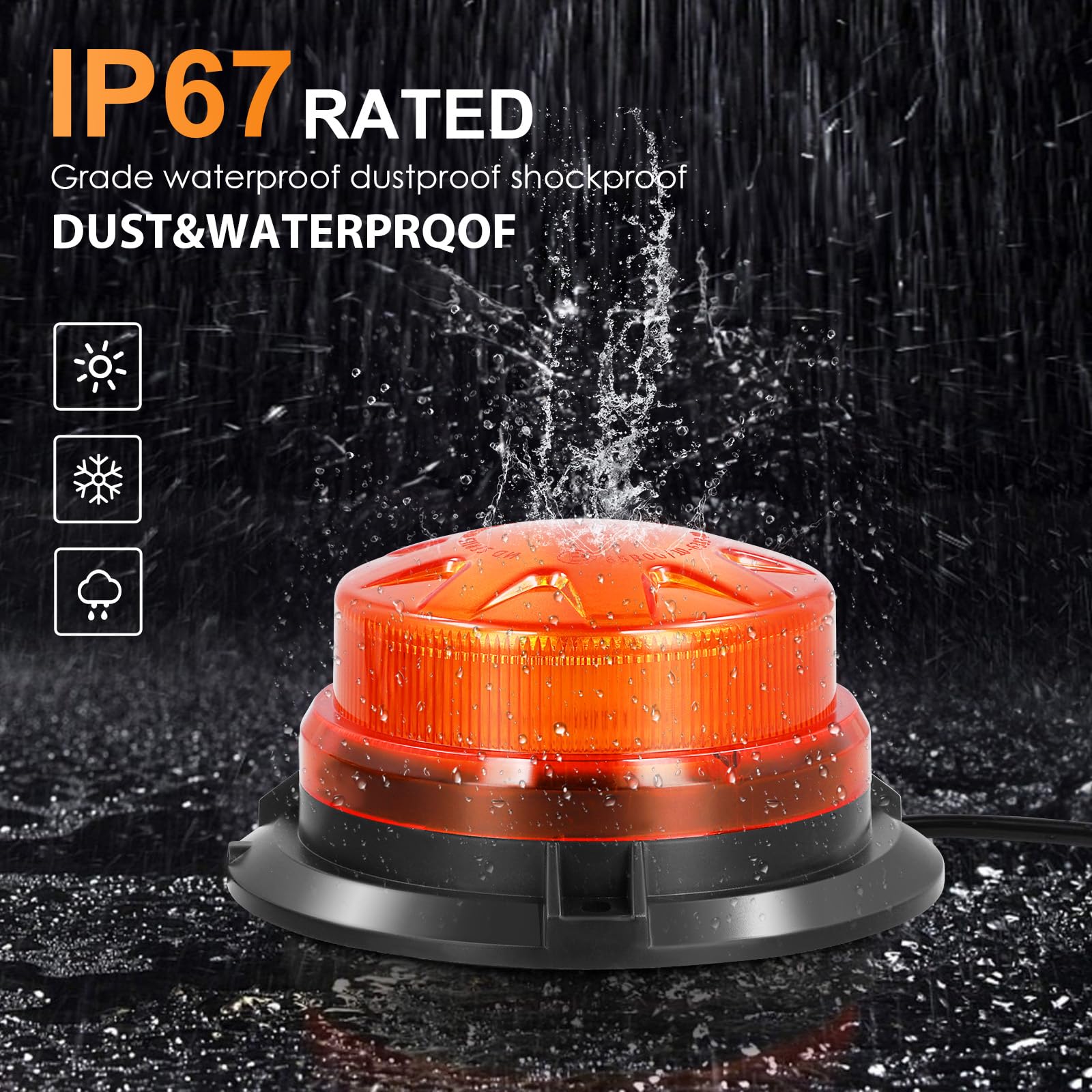 Gyrophare Led Magnetique Orange LED, 12V-24V Jaune LED Avertissement Lumière Stroboscopique d'Urgence pour Chariot Élévateur de Véhicule Tracteur de Golf UTV Car Bus