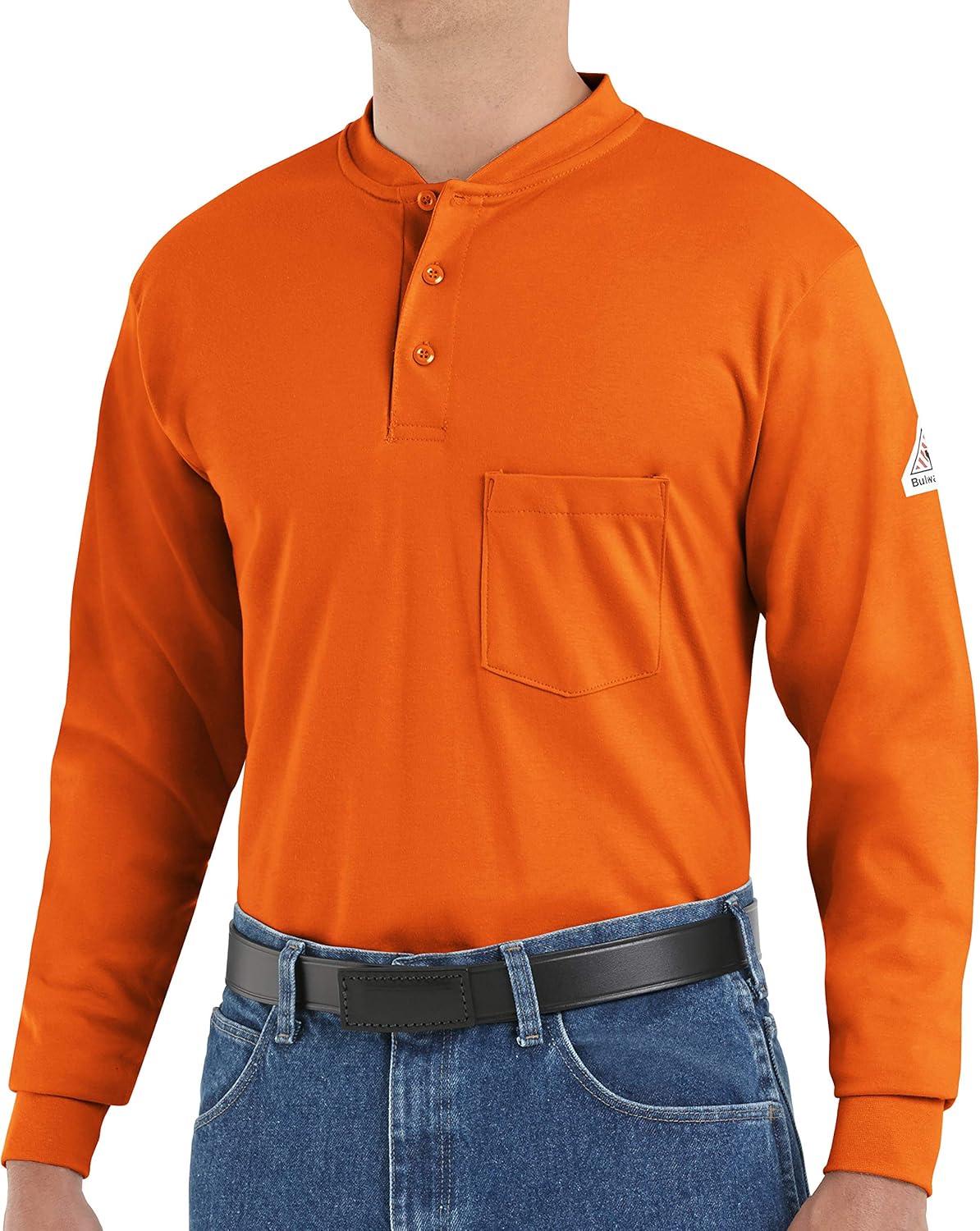 Bulwark FR Men's Flame Resistant 6.25 Oz Cotton Long Sleeve Tagless Henley Shirt