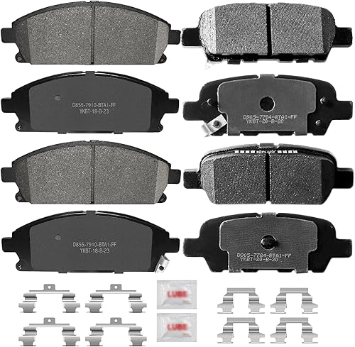 Juego de pastillas de freno de disco delanteras y traseras de cerámica con herrajes DS855 DS905 de repuesto para Nissan X-Trail 2004 2005 2006 2007