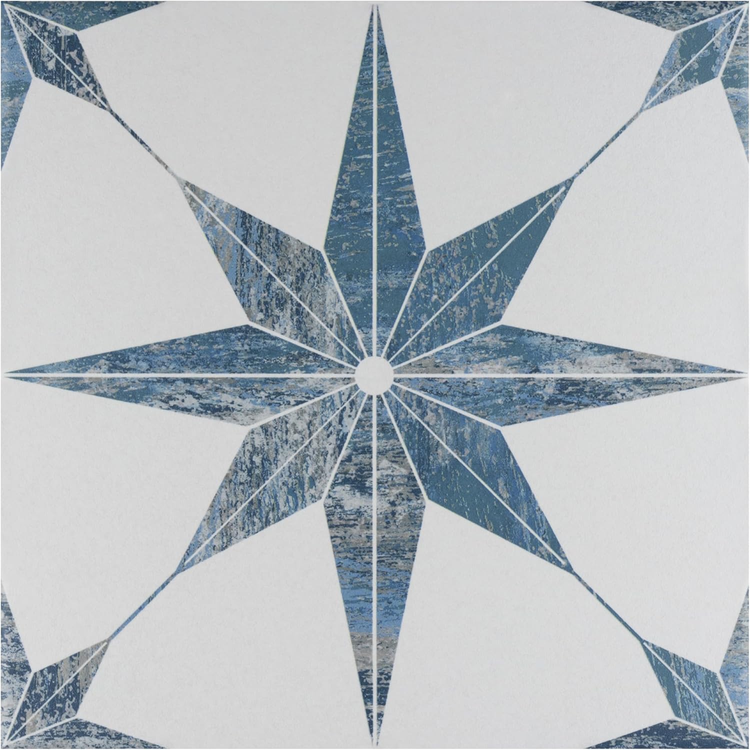 Cassis Stella Blue Porcelain Patterned Wall and Floor Tile