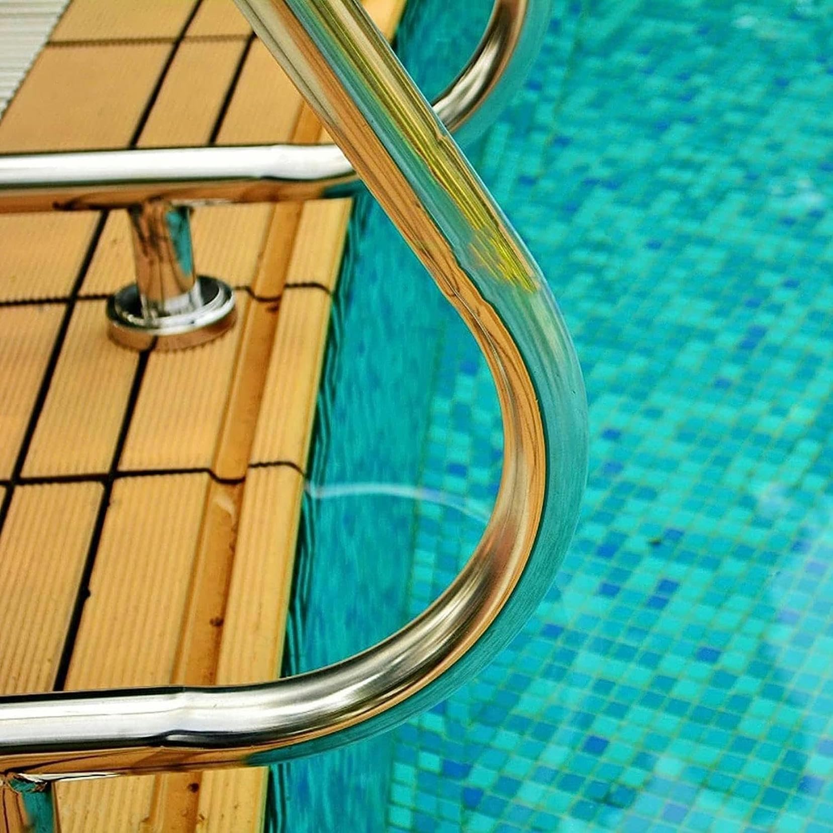 Barandilla de Piscina de fácil instalación, de 81x90 cm, Apta para Piscinas empotradas, con Soporte Lateral, diseño Antideslizante, Que Mejora la Experiencia de natación y Proporciona una só