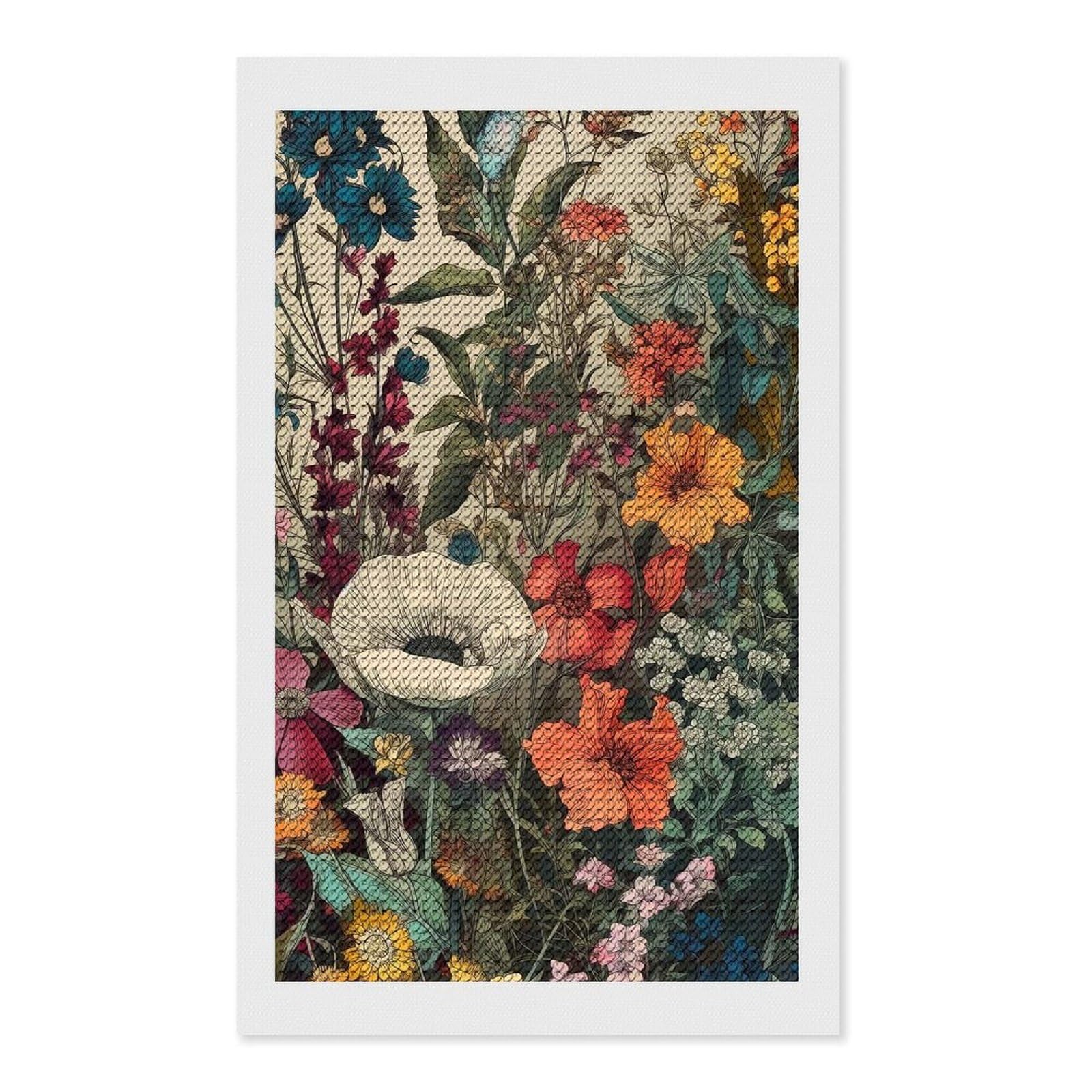 Junmoney Nature Flowers Art Diamond Art Kit 12"x20", Modern Decor, Farmhouse Decor, Home Wall Art, Festive Craft Gift, Handmade Wall Decor