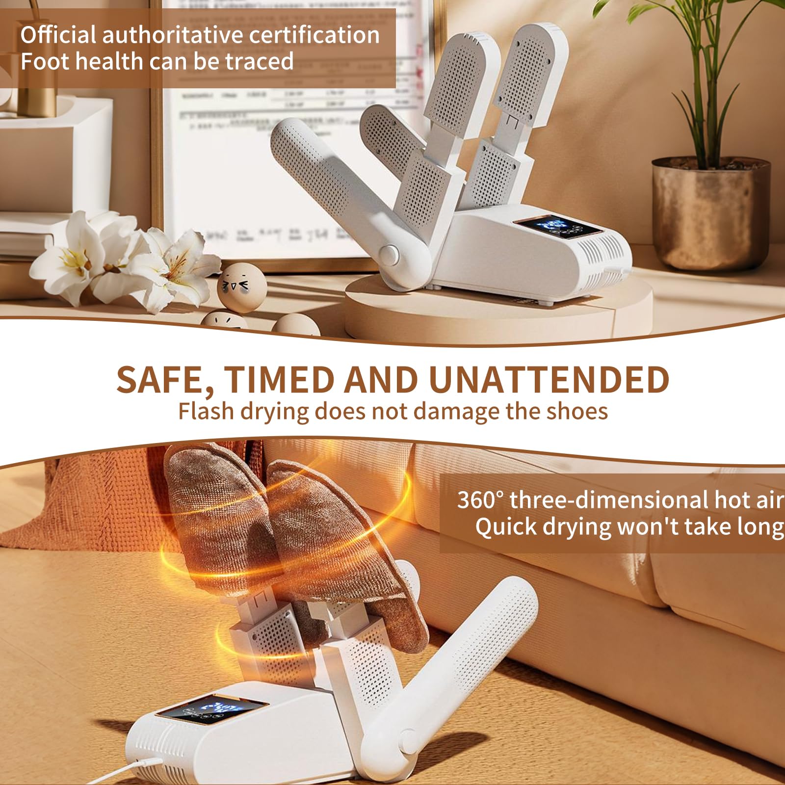 Schuhtrockner Elektrisch, Schuhe Stiefeltrockner, Faltbarem Design, Beseitigt Effektiv Gerüche und Antibakteriell, Geeignet für Schuhe, Handschuhe, Hüte und Socken
