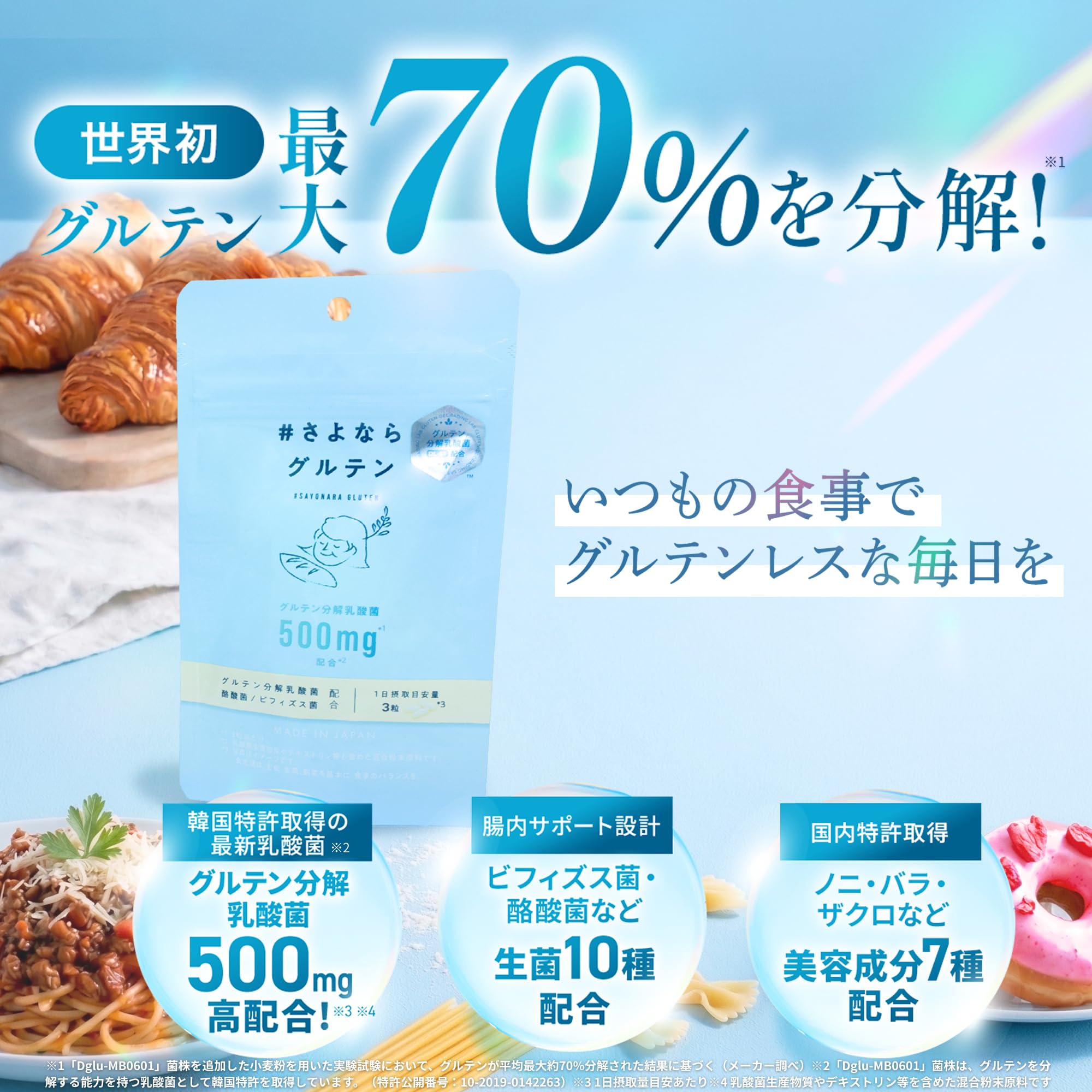 Amazon.co.jp: さよならグルテン 3袋セット 世界初 グルテン最大70
