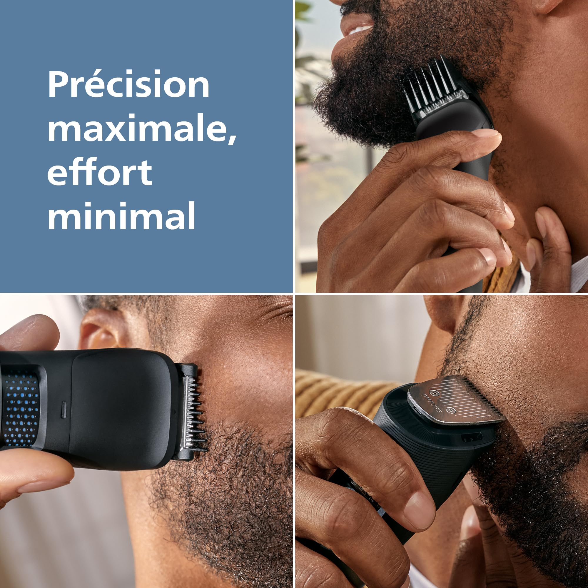 Philips Tondeuse à barbe série 5000 - Lames en métal auto-affûtées, 40 hauteurs de coupe réglables, Technologie BeardSense, Système collecte des poils, 100% étanche, Pochette, Modèle BT5785/30