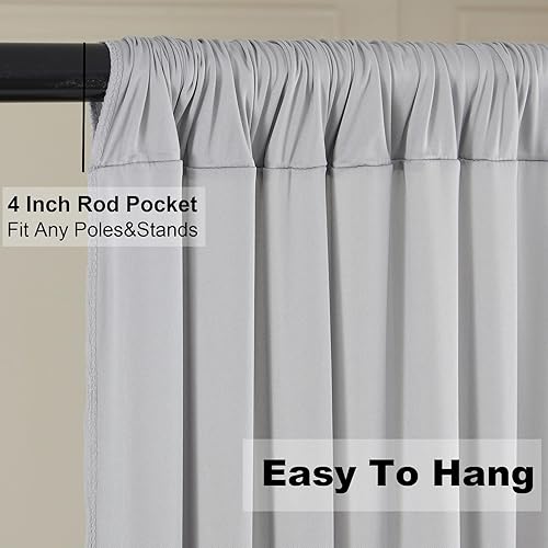 Miniatura 4 de Cortinas de fondo gris plateado de 30 x 10 pies para fiestas, 6 paneles de 5 x 10 pies de poliéster grueso y sedoso, cortinas de fondo plateado para