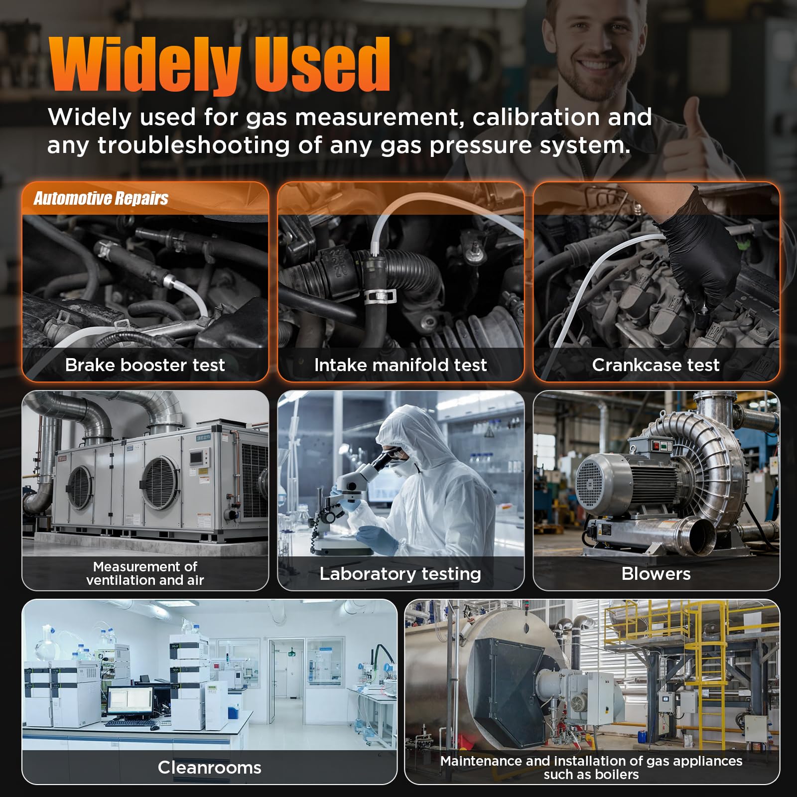 Vacuometro Digital, Manómetro Diferencial con Rango de Medición -100-200 kPa, Probador de Presión de Aire Gas Manómetro HVAC, 10 Unidades, Precisión ±0.3% FS
